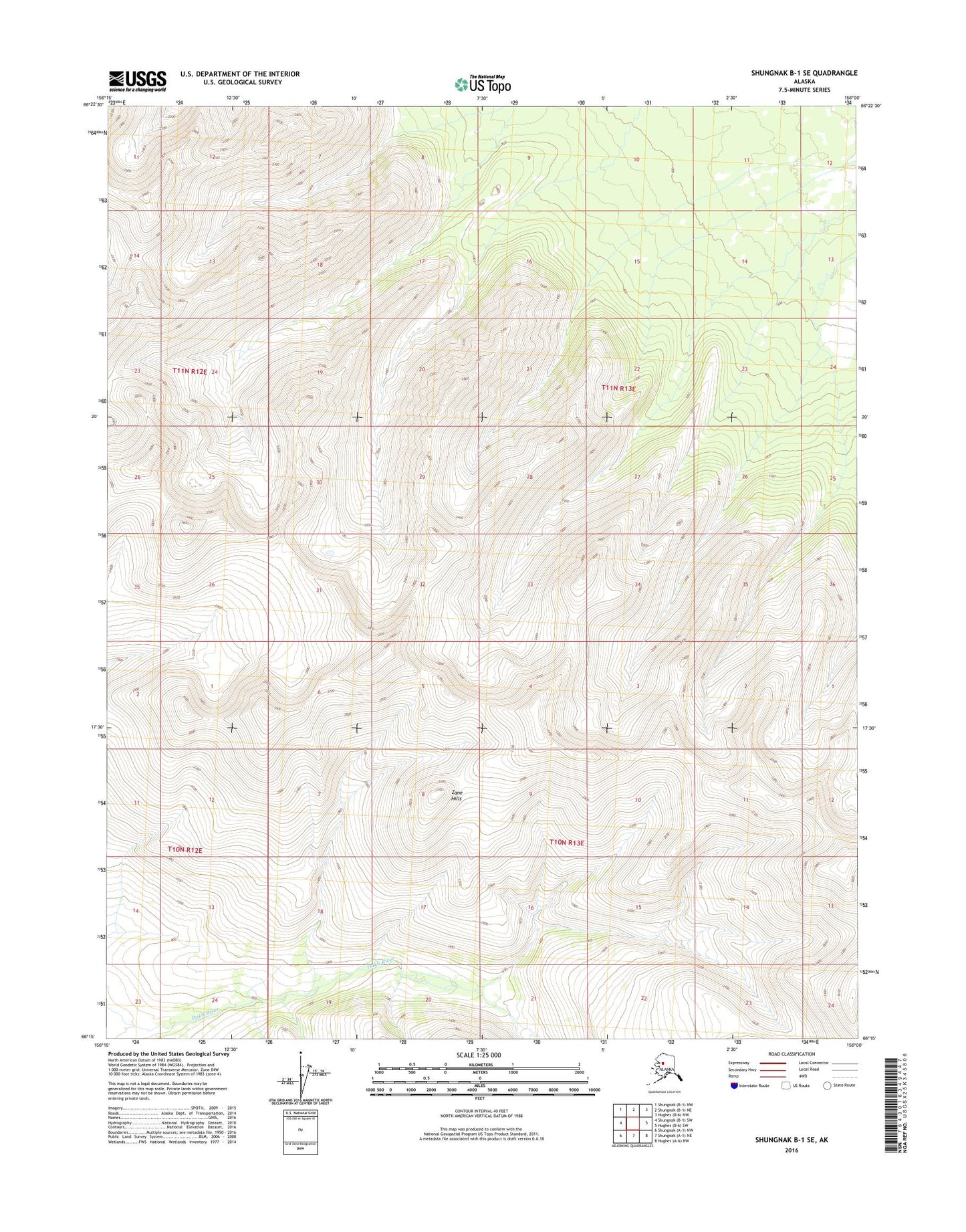Shungnak B-1 SE Alaska US Topo Map Image