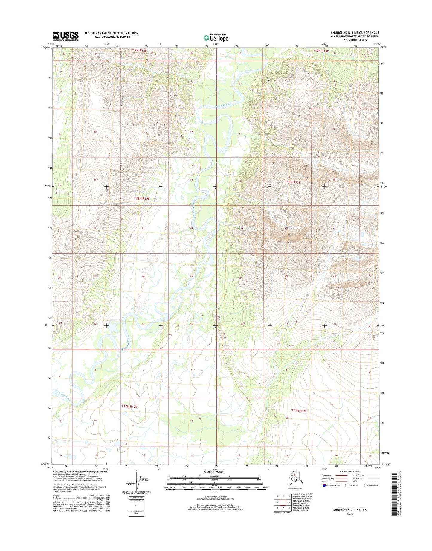 Shungnak D-1 NE Alaska US Topo Map Image