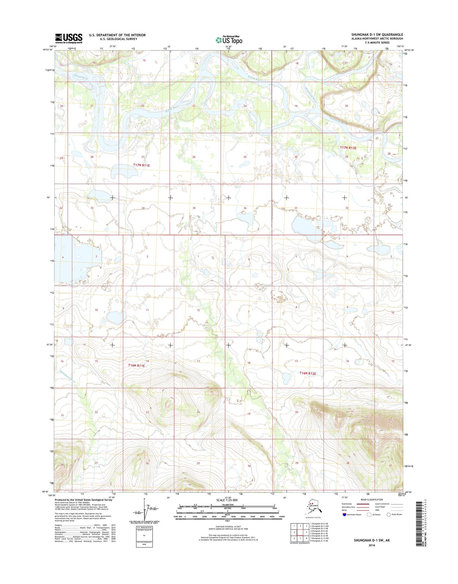 Shungnak D-1 SW Alaska US Topo Map Image