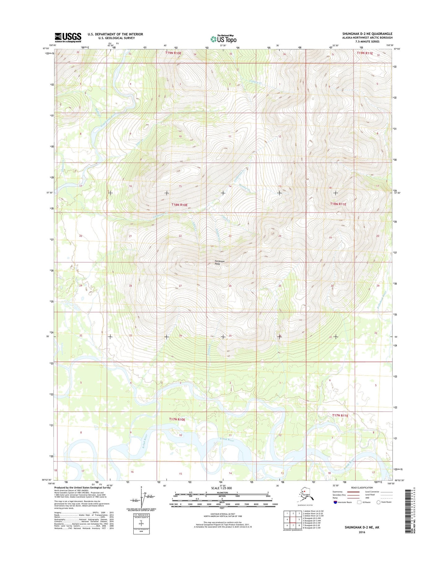 Shungnak D-2 NE Alaska US Topo Map Image