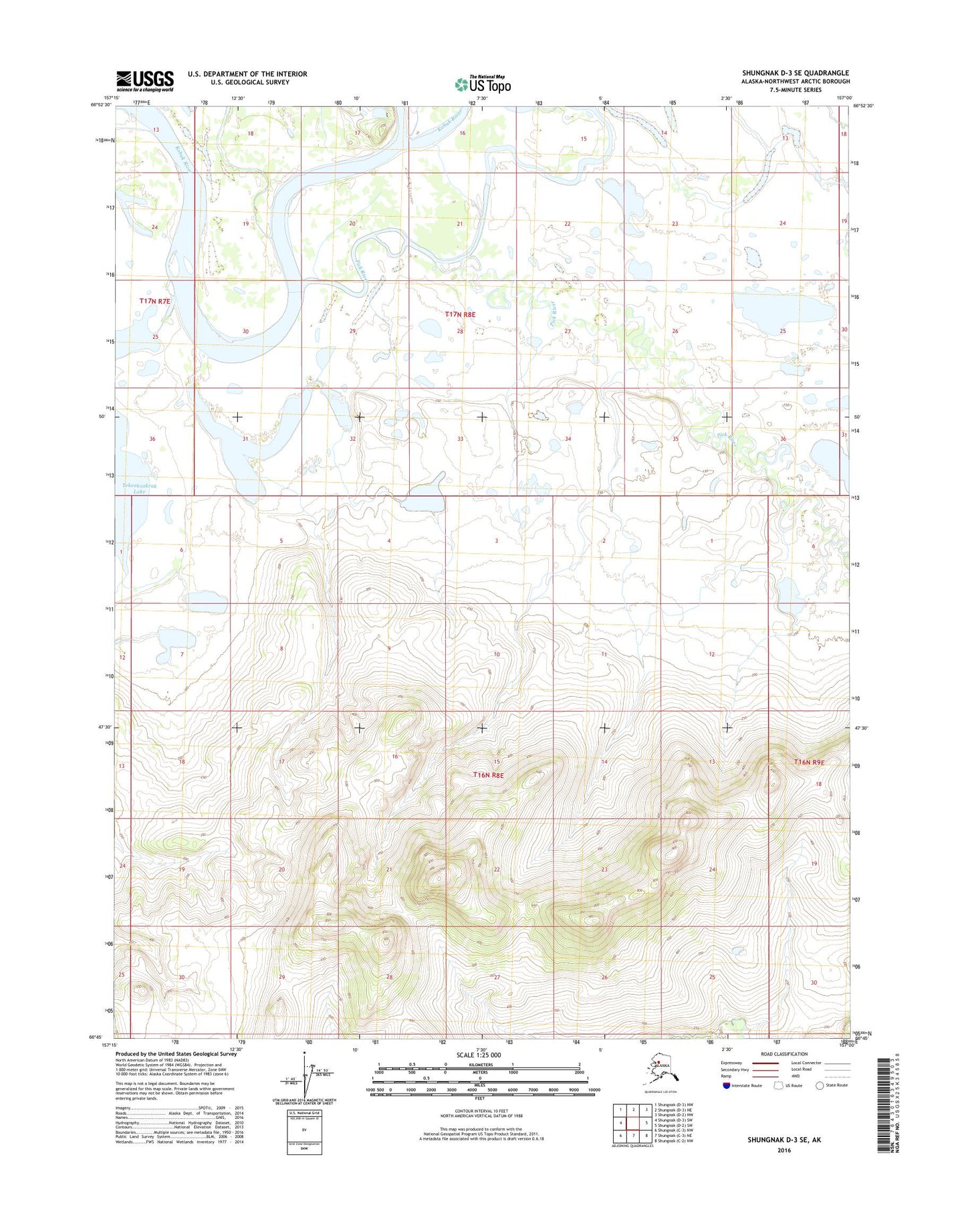 Shungnak D-3 SE Alaska US Topo Map Image