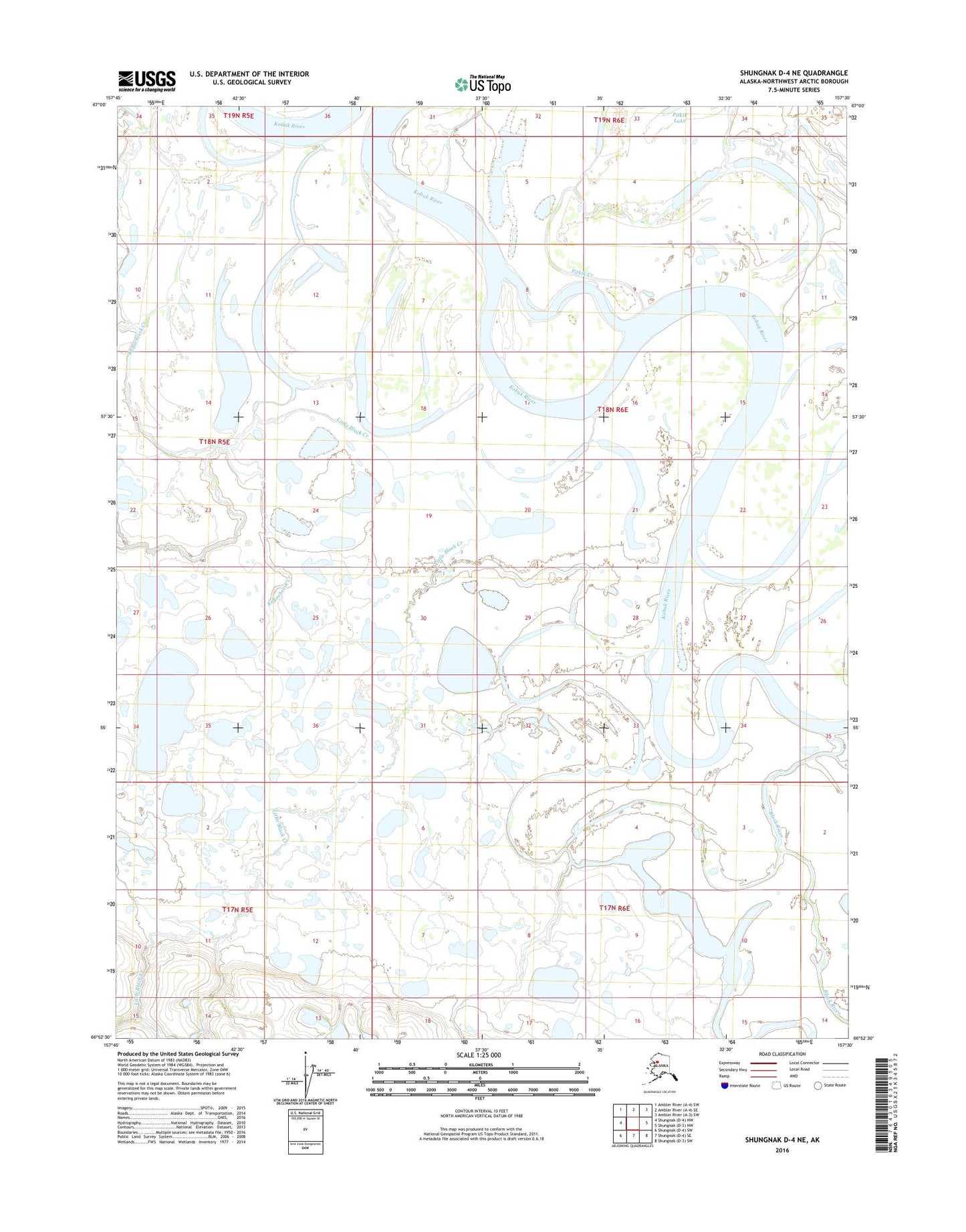 Shungnak D-4 NE Alaska US Topo Map Image