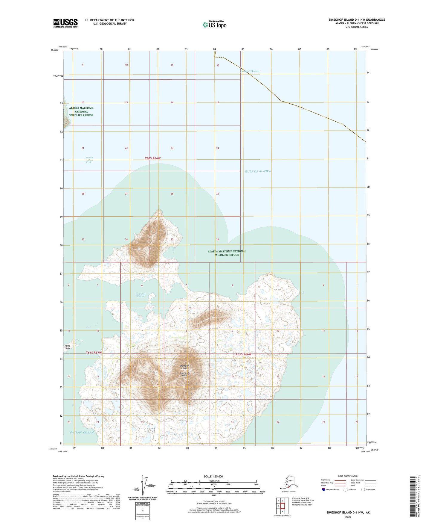 Simeonof Island D-1 NW Alaska US Topo Map Image