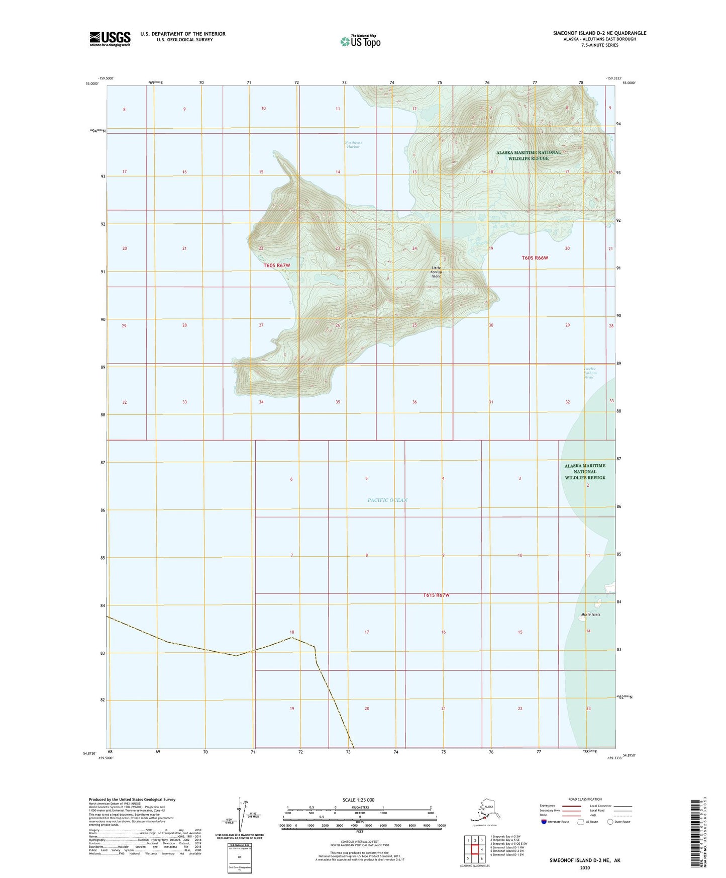 Simeonof Island D-2 NE Alaska US Topo Map Image