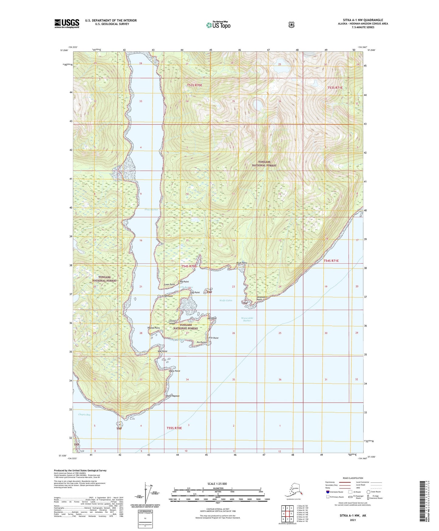 Sitka A-1 NW Alaska US Topo Map Image