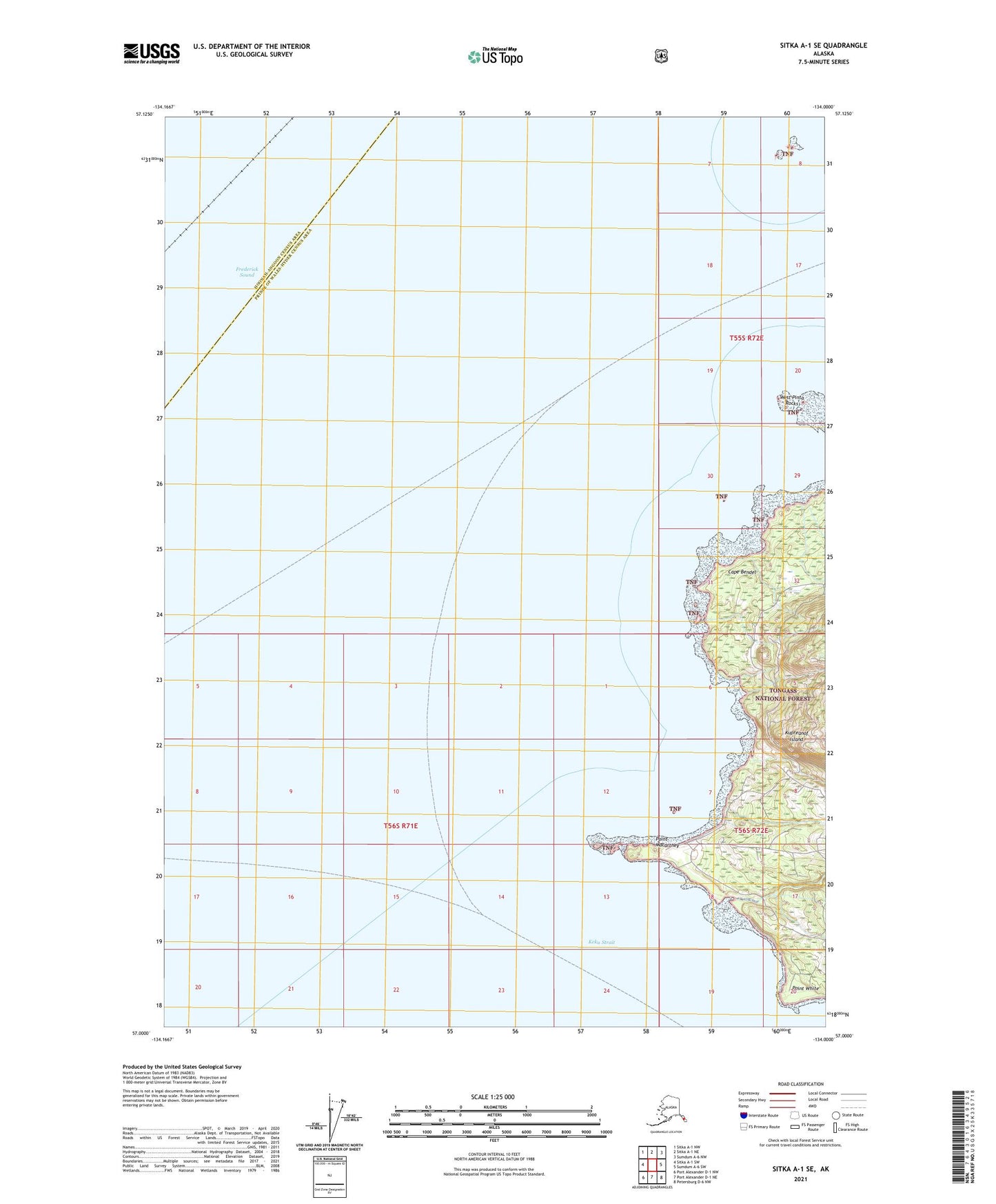 Sitka A-1 SE Alaska US Topo Map Image