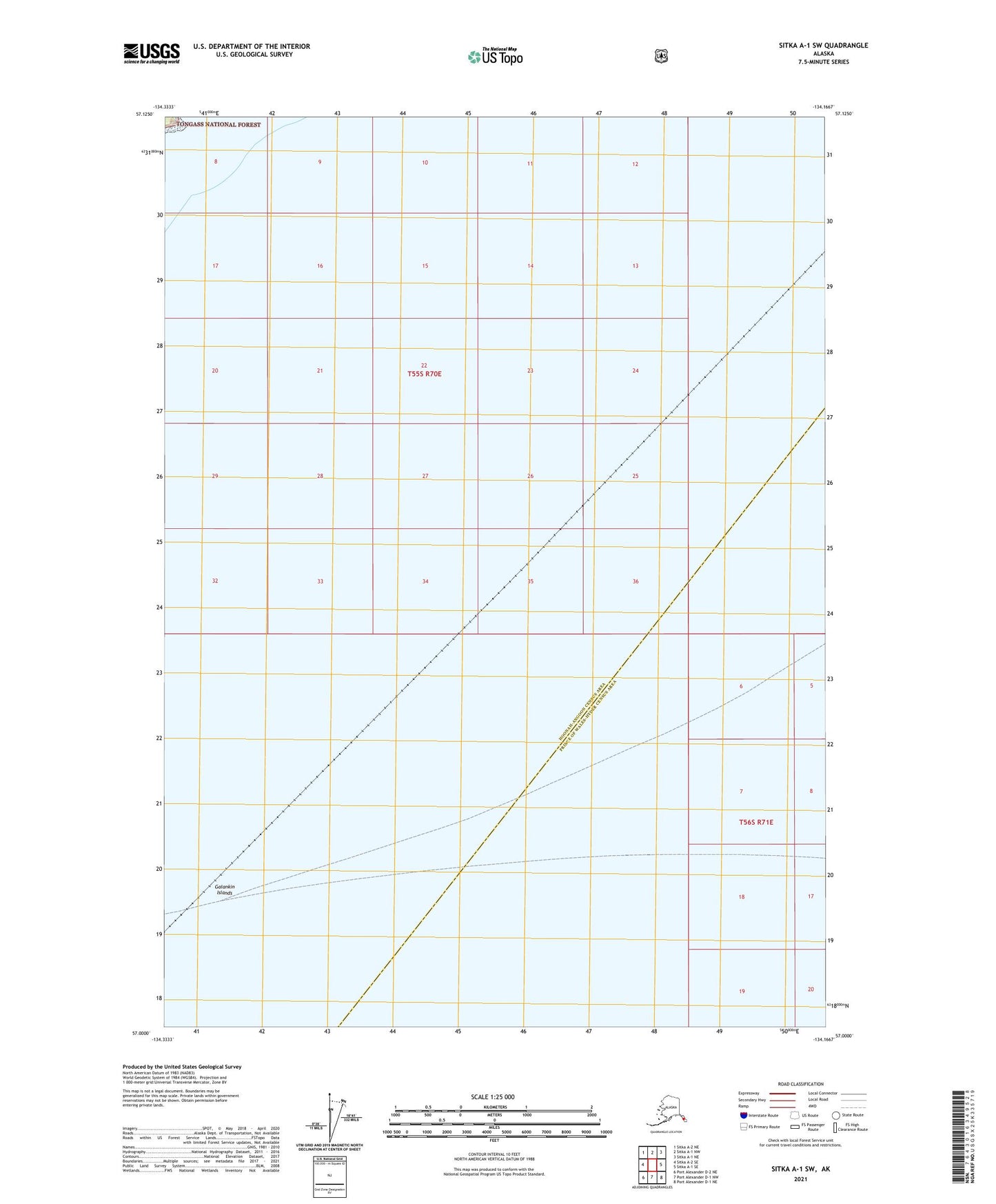 Sitka A-1 SW Alaska US Topo Map Image