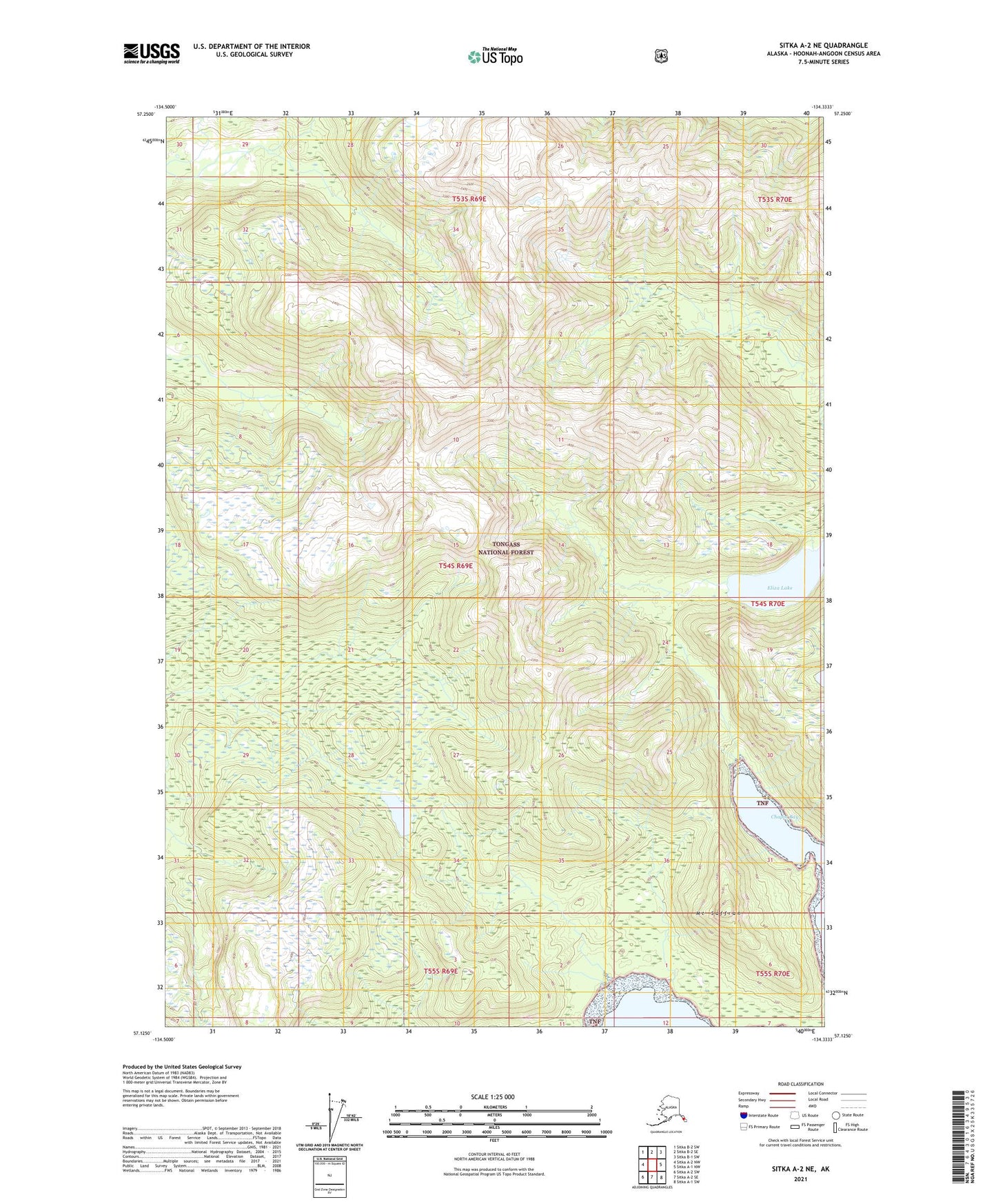 Sitka A-2 NE Alaska US Topo Map Image