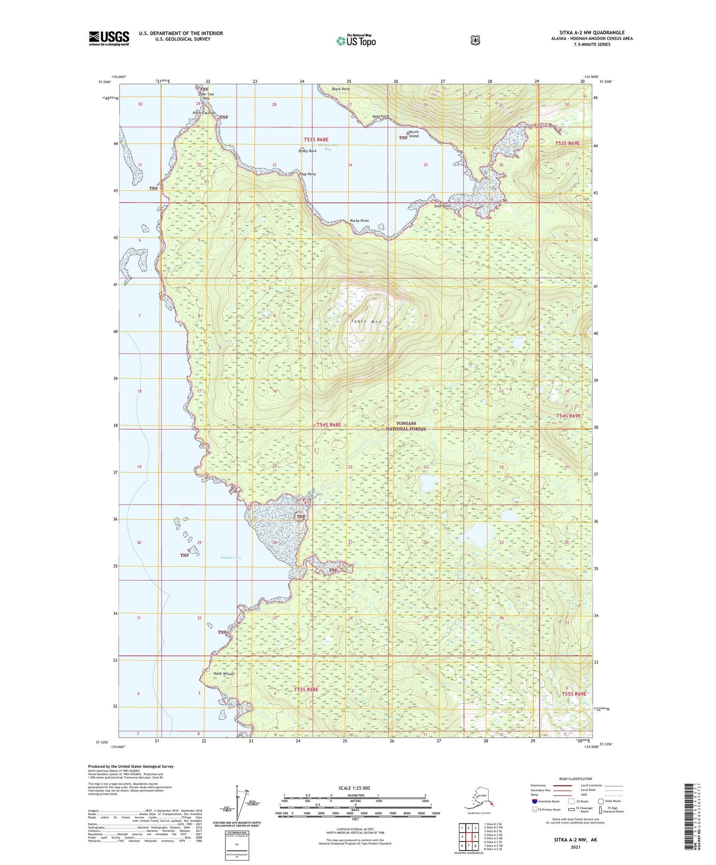 Sitka A-2 NW Alaska US Topo Map Image