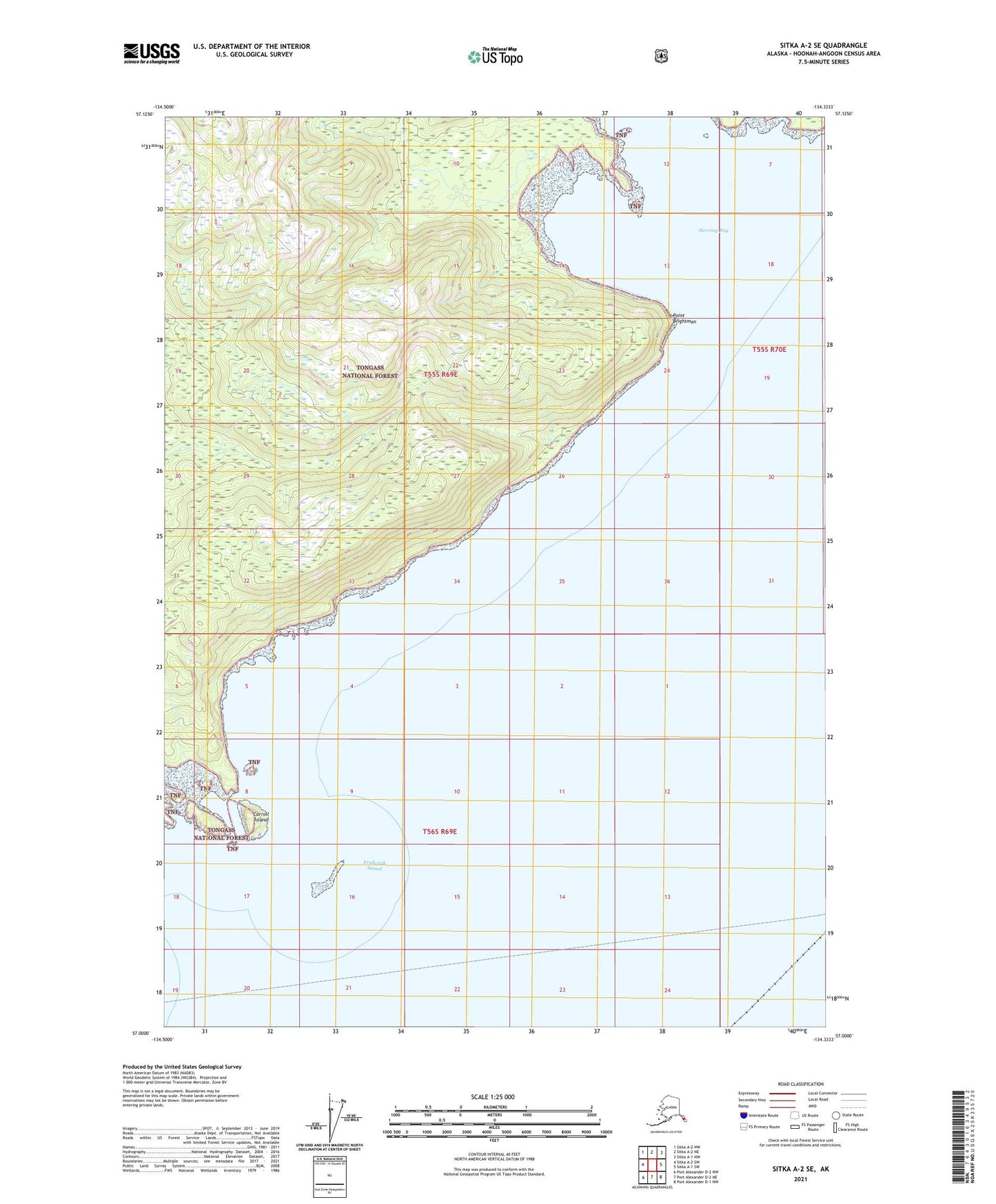 Sitka A-2 SE Alaska US Topo Map Image