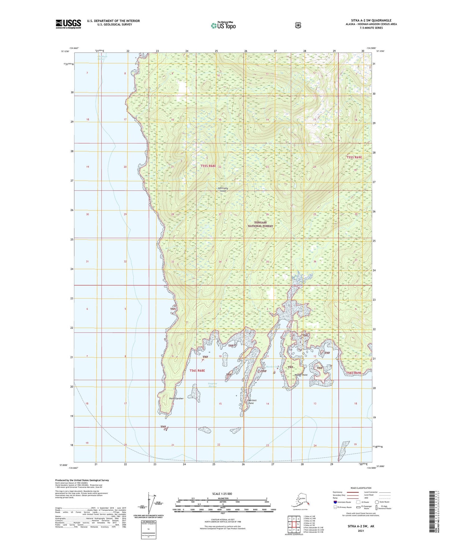 Sitka A-2 SW Alaska US Topo Map Image