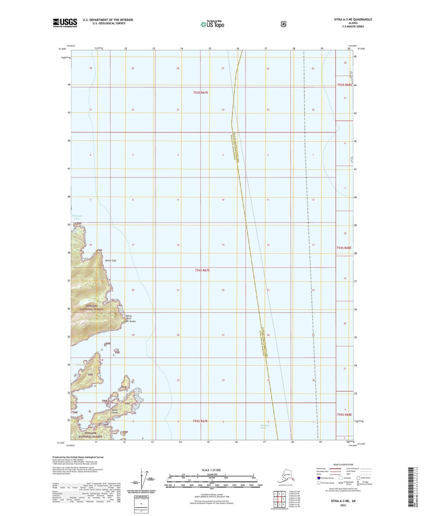 Sitka A-3 NE Alaska US Topo Map Image