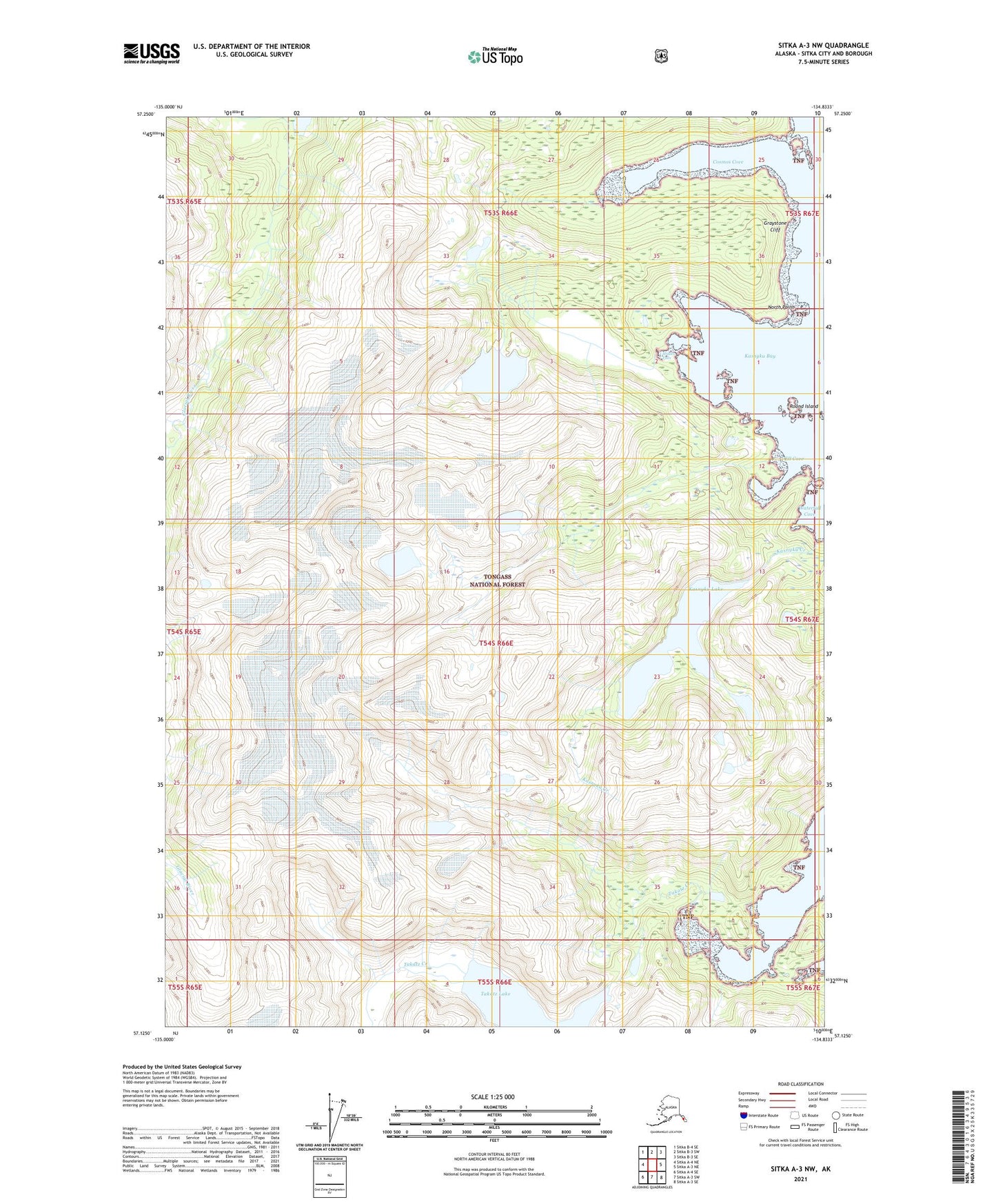Sitka A-3 NW Alaska US Topo Map Image