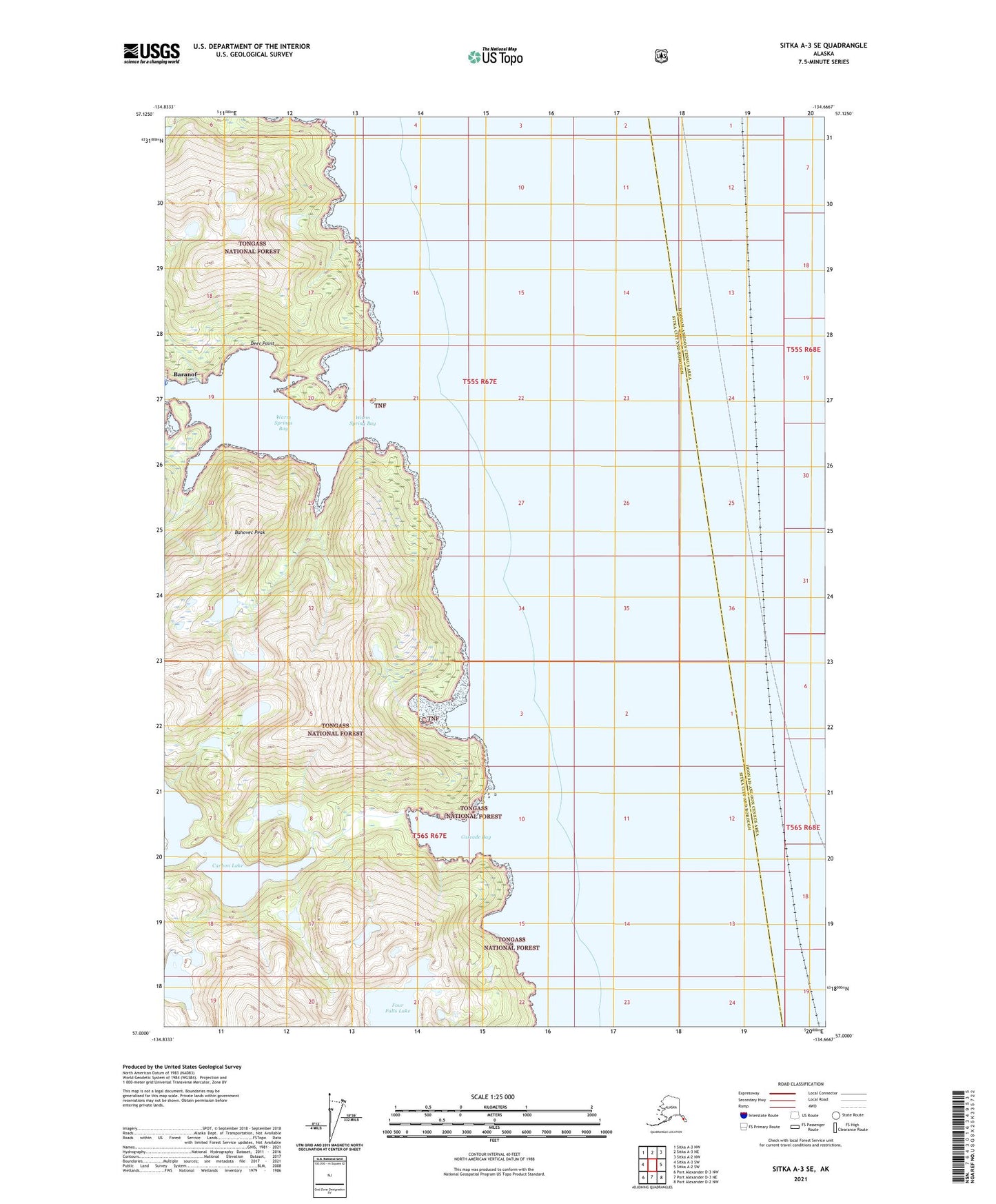 Sitka A-3 SE Alaska US Topo Map Image