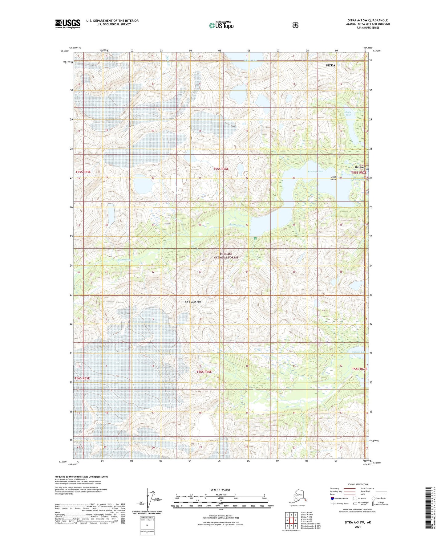 Sitka A-3 SW Alaska US Topo Map Image