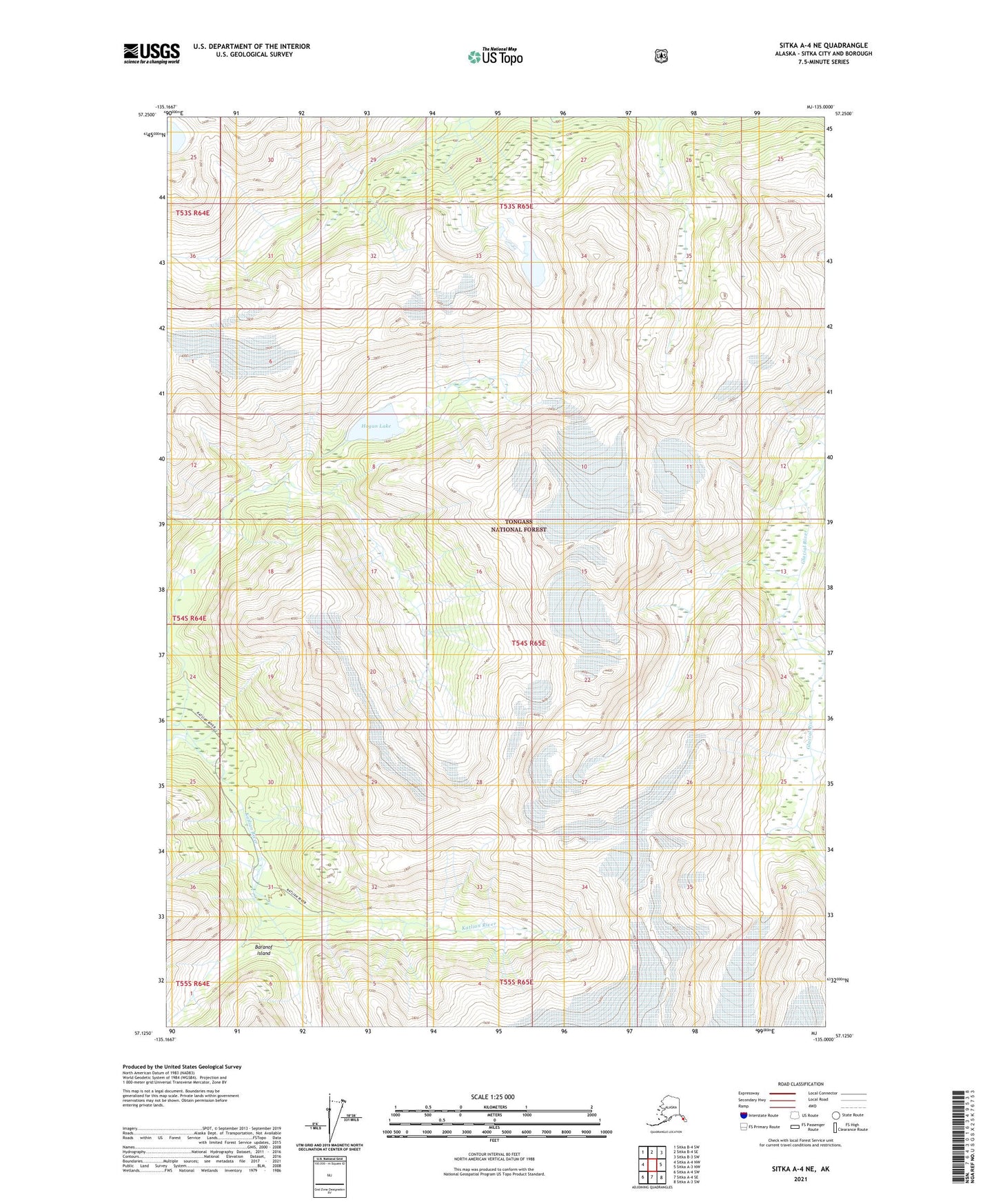 Sitka A-4 NE Alaska US Topo Map Image