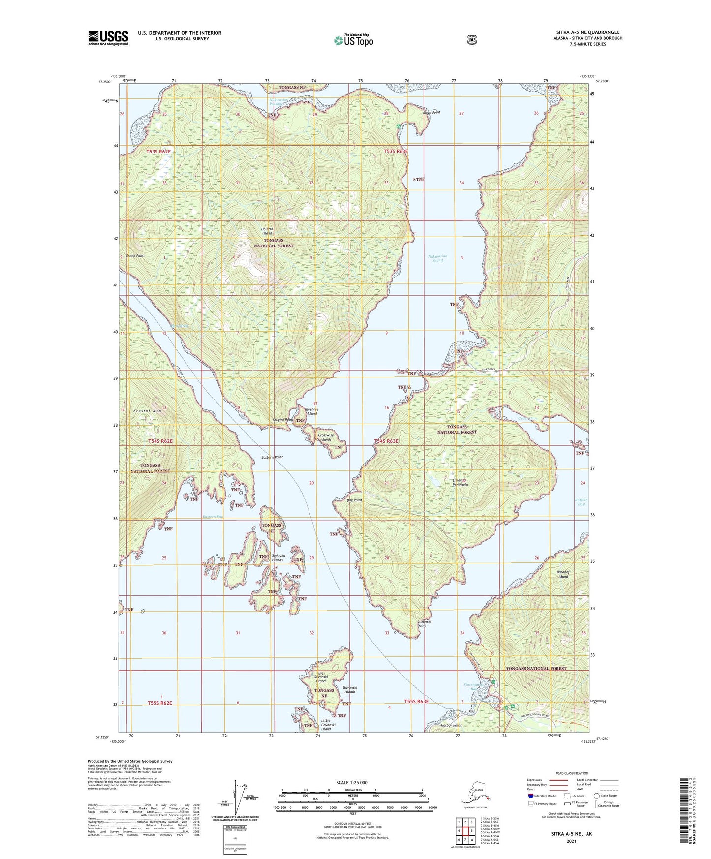 Sitka A-5 NE Alaska US Topo Map Image