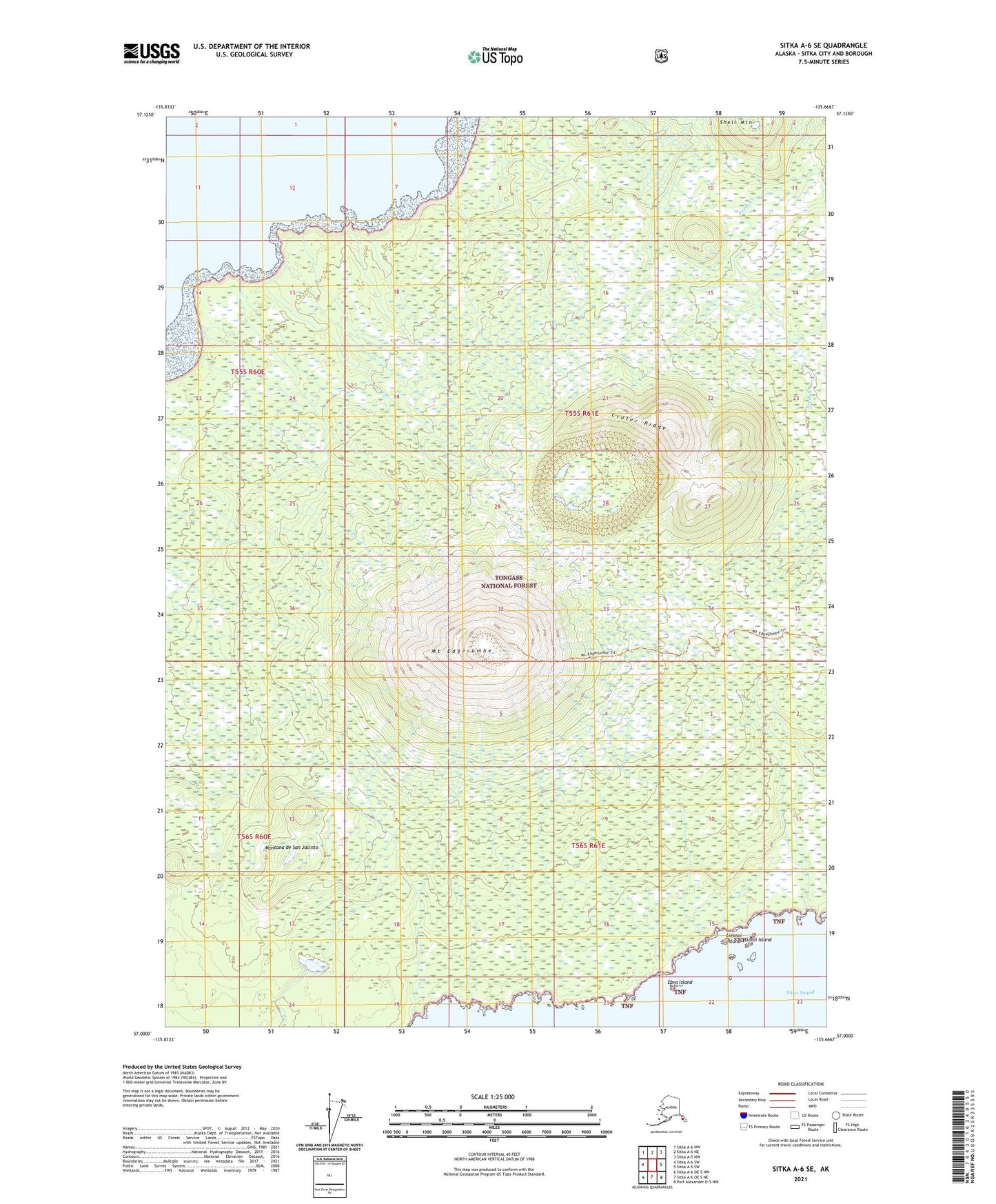 Sitka A-6 SE Alaska US Topo Map Image