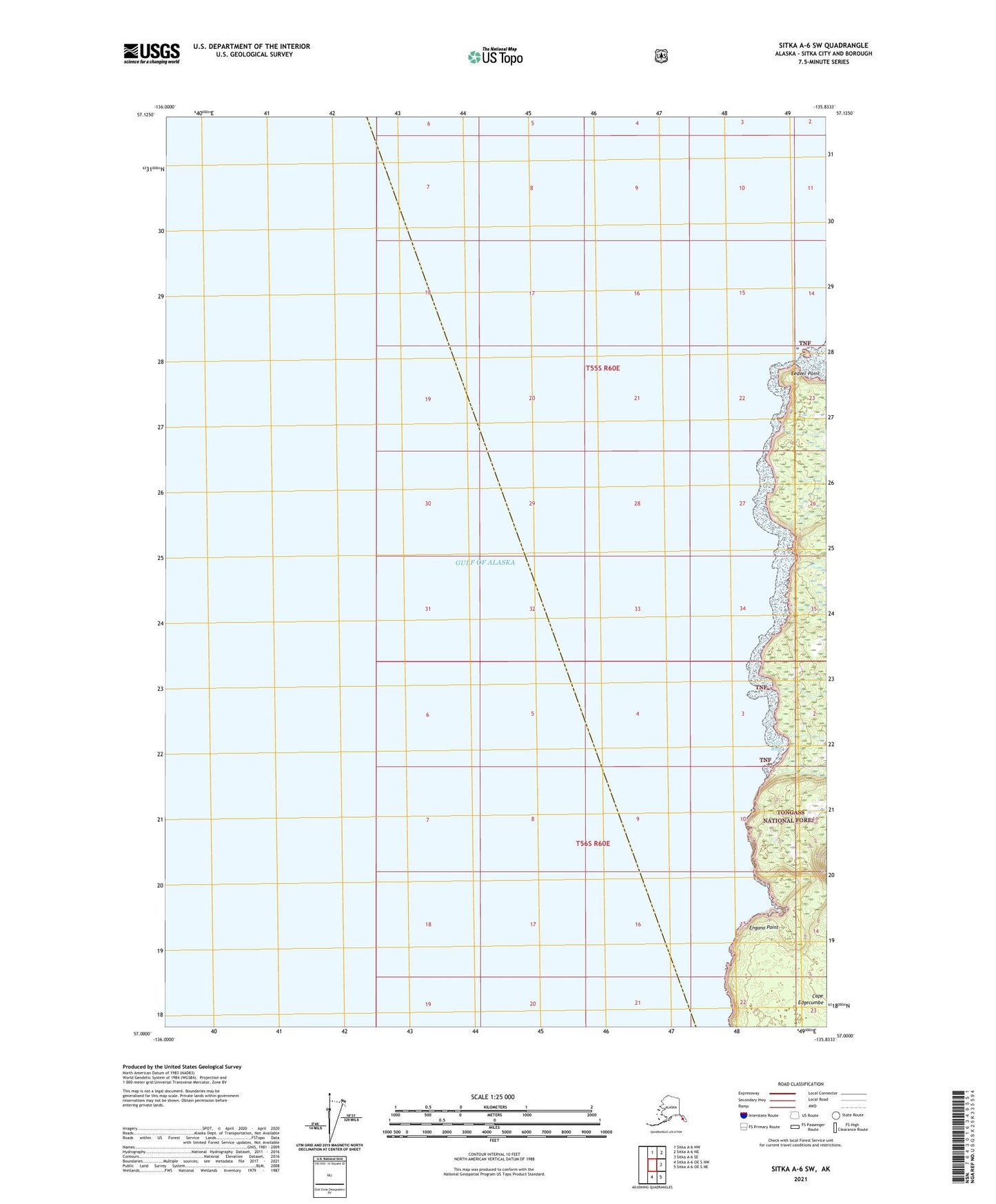 Sitka A-6 SW Alaska US Topo Map Image