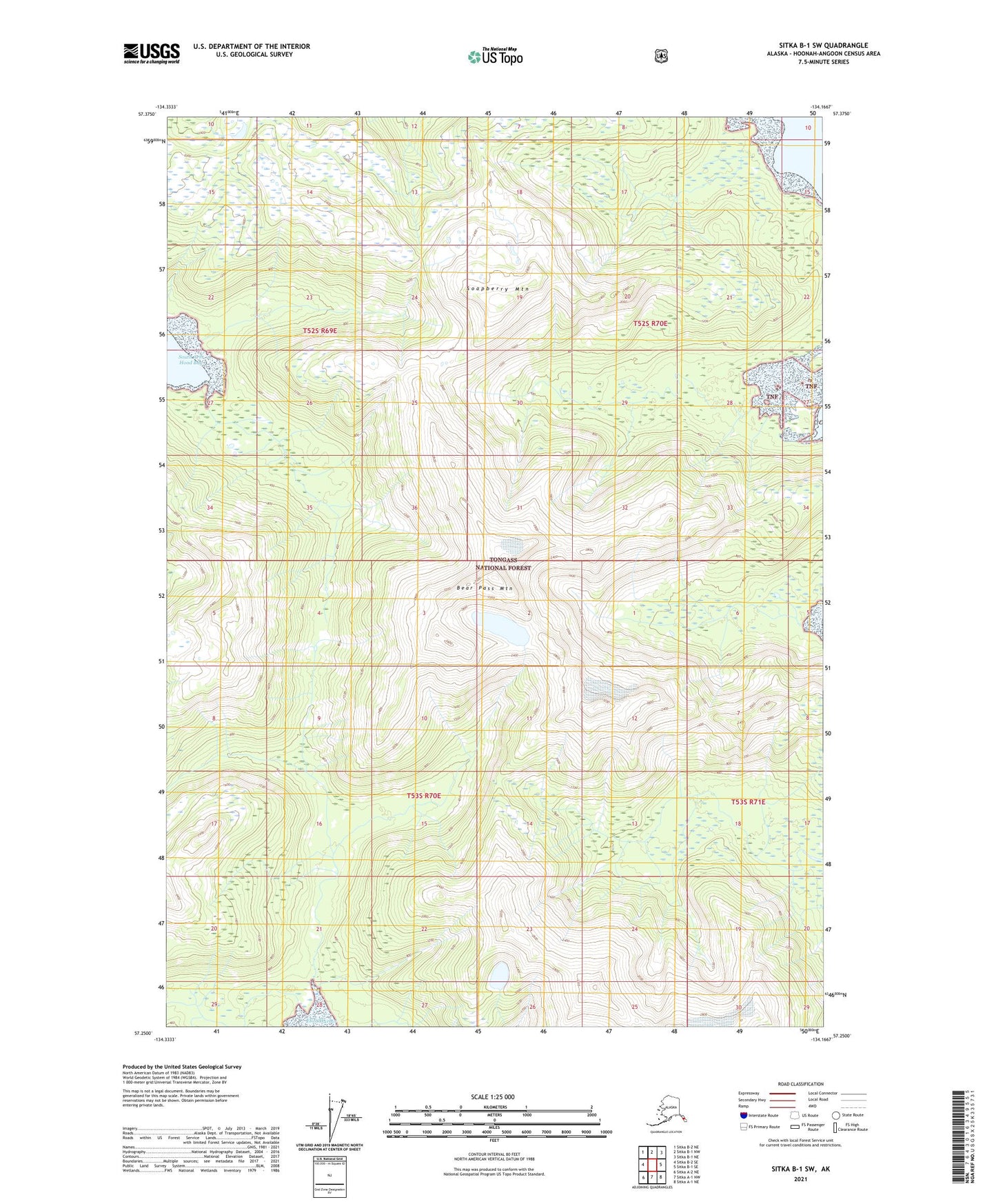 Sitka B-1 SW Alaska US Topo Map Image