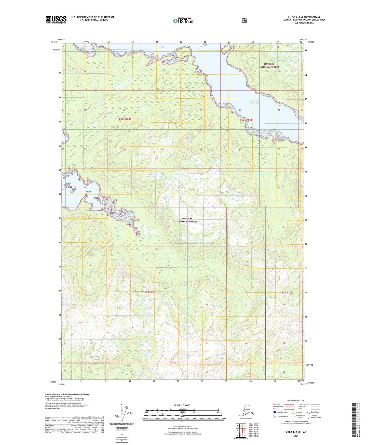 Sitka B-2 SE Alaska US Topo Map Image