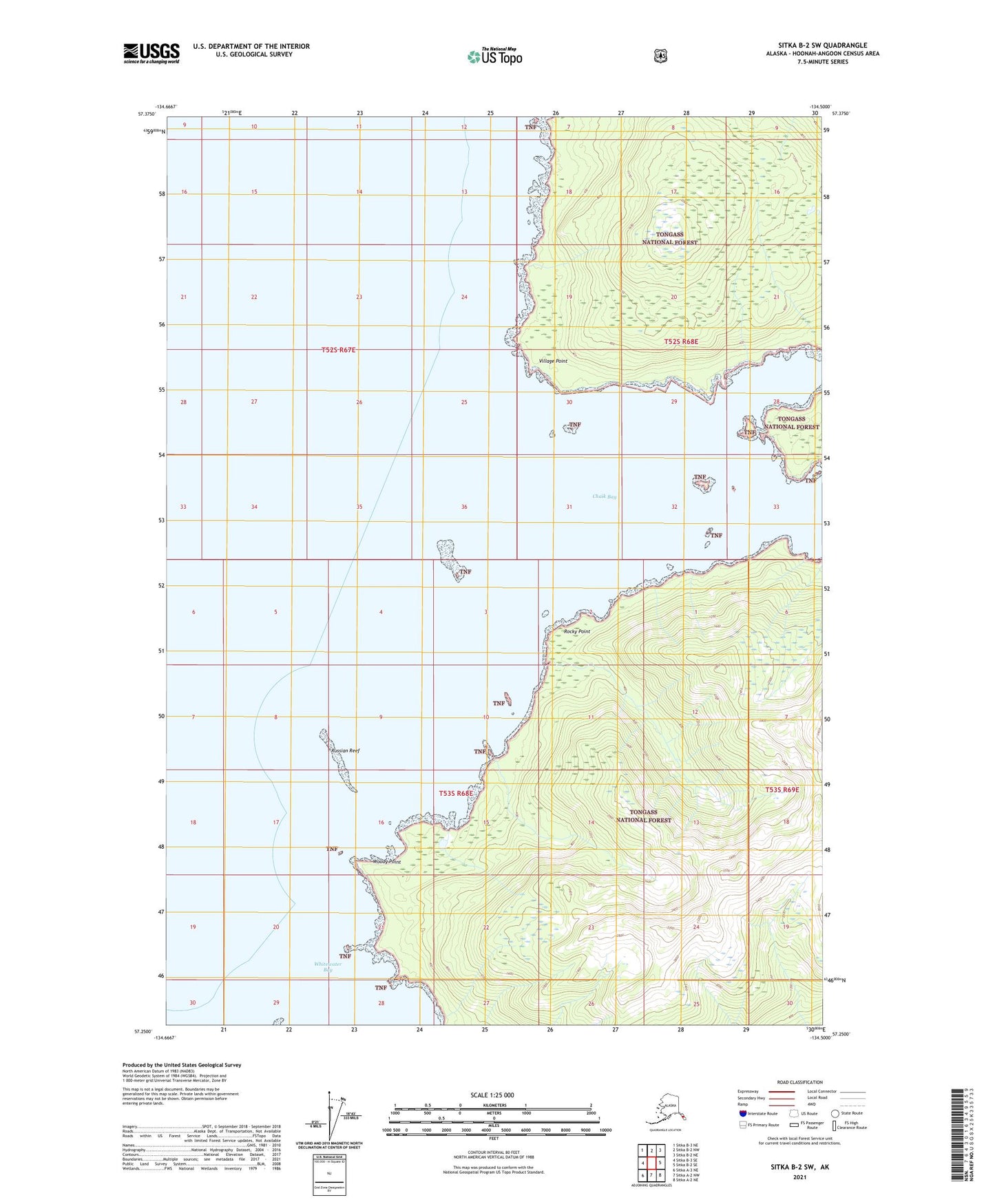 Sitka B-2 SW Alaska US Topo Map Image