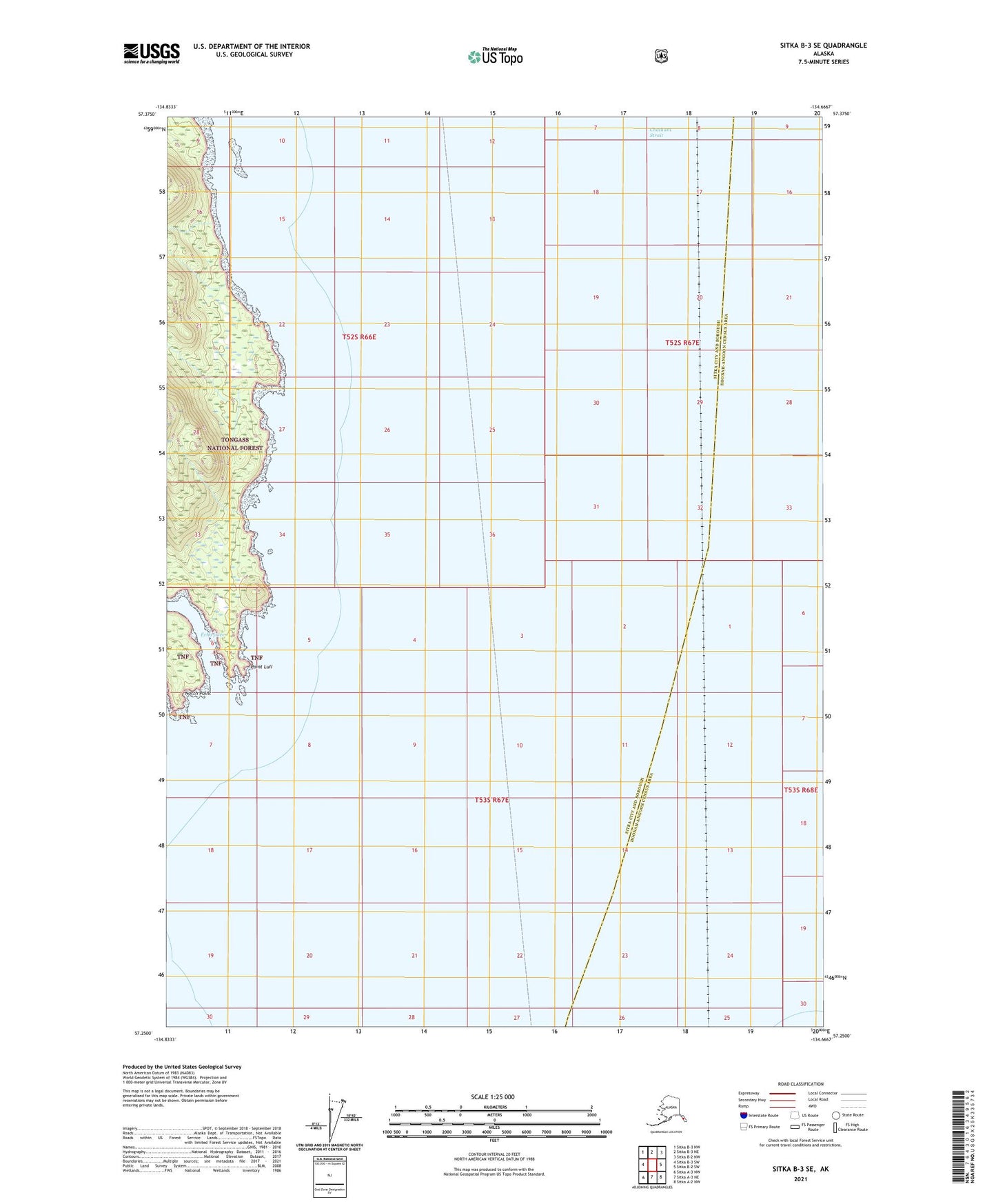 Sitka B-3 SE Alaska US Topo Map Image