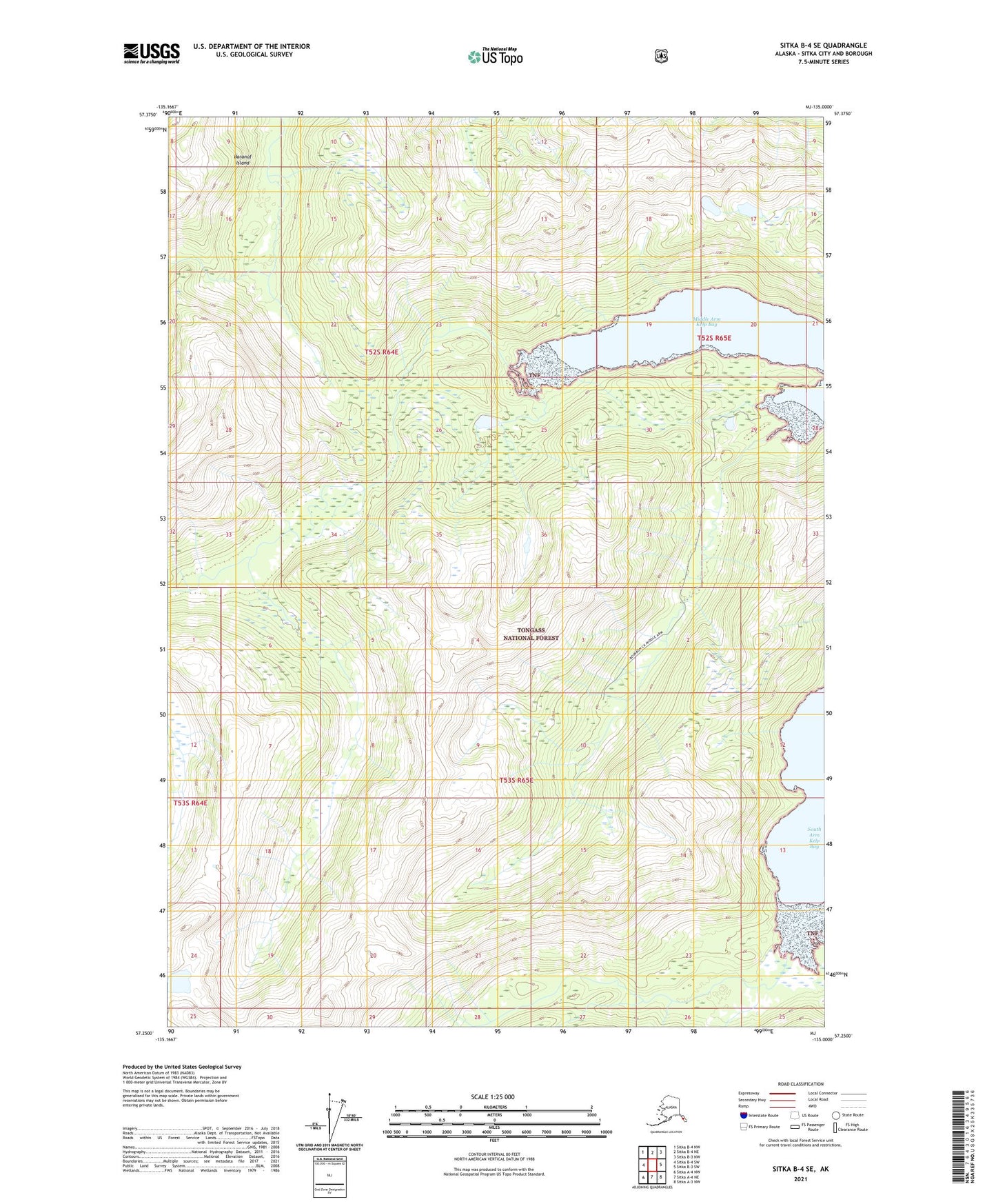 Sitka B-4 SE Alaska US Topo Map Image