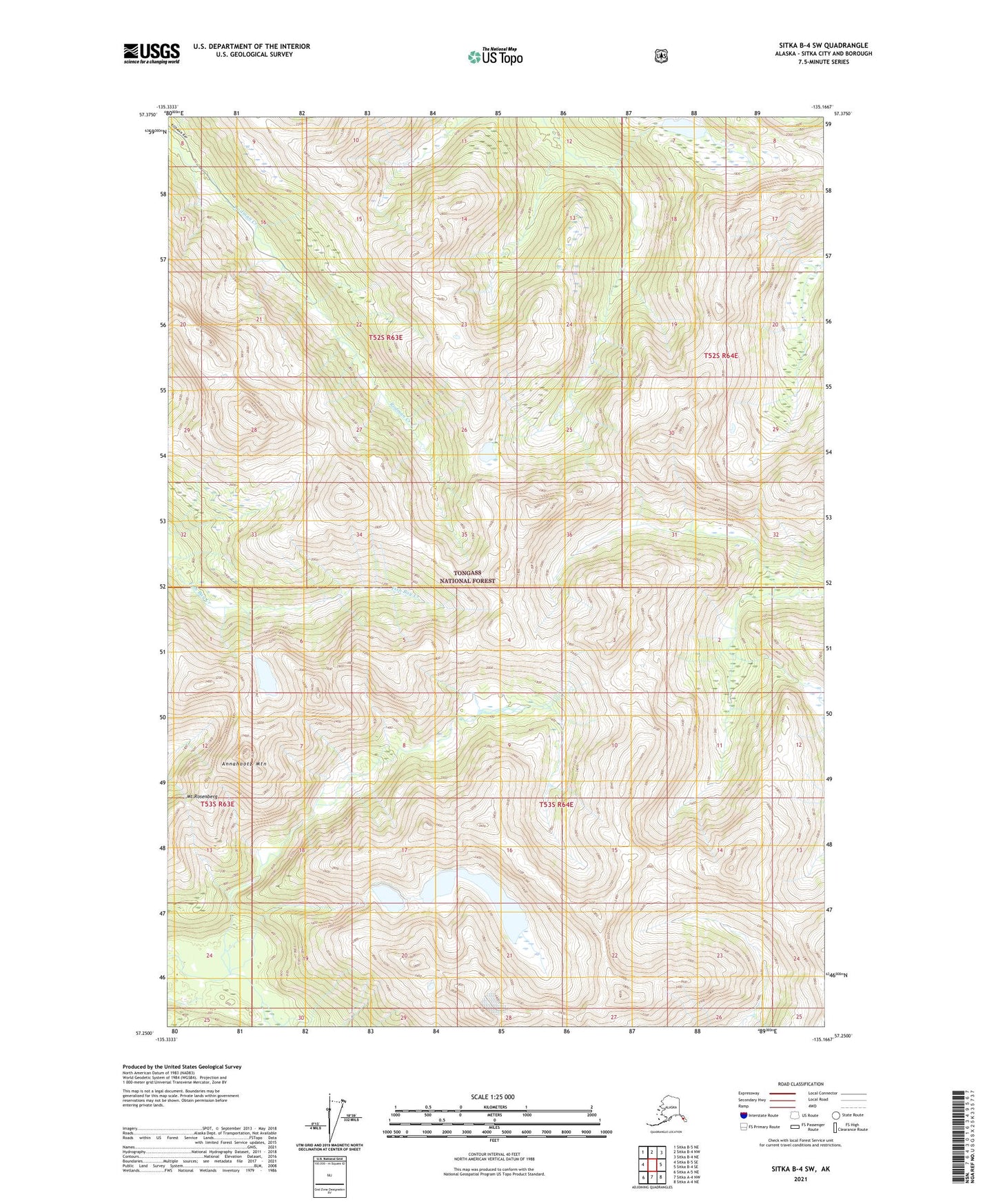 Sitka B-4 SW Alaska US Topo Map Image
