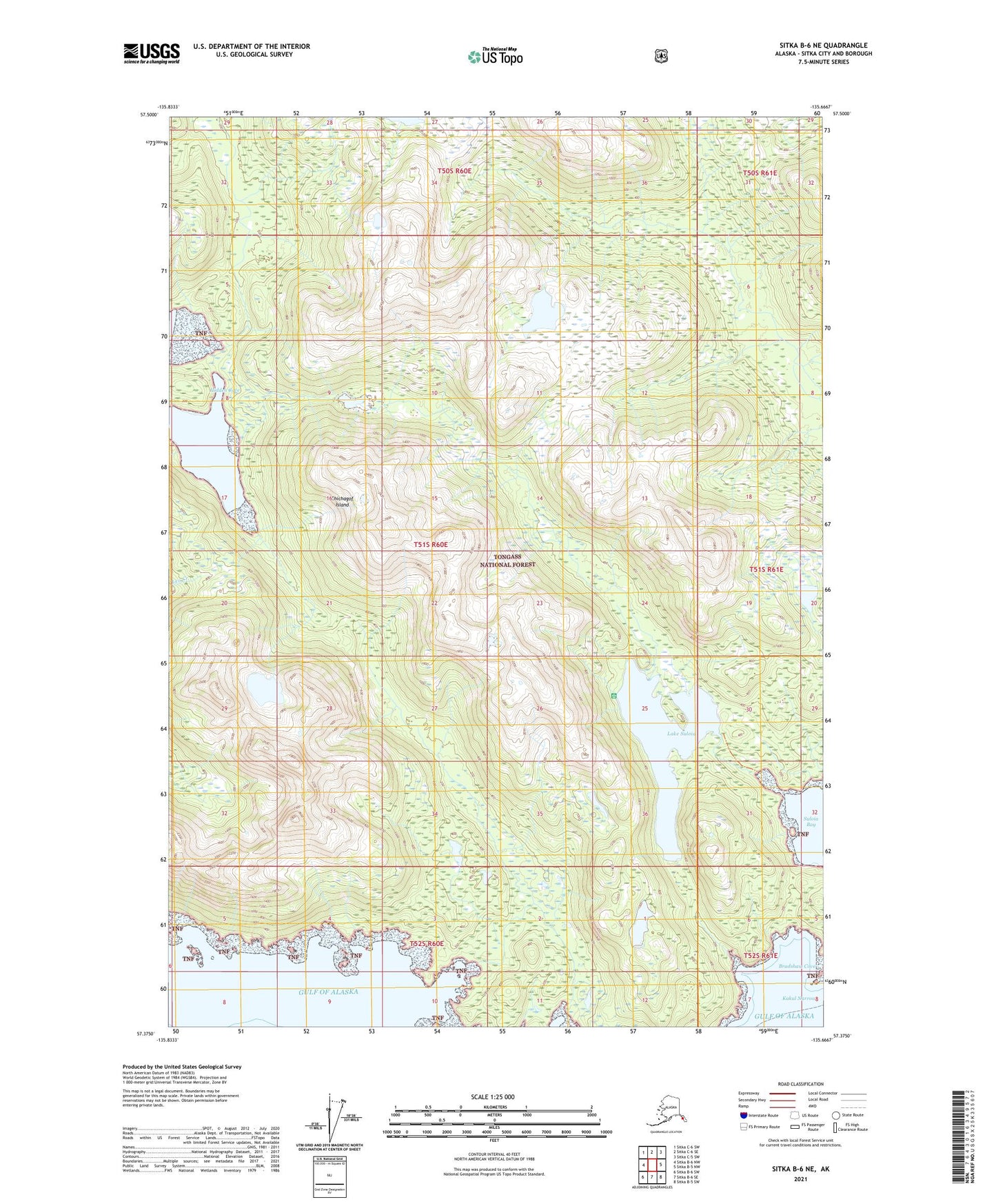 Sitka B-6 NE Alaska US Topo Map Image