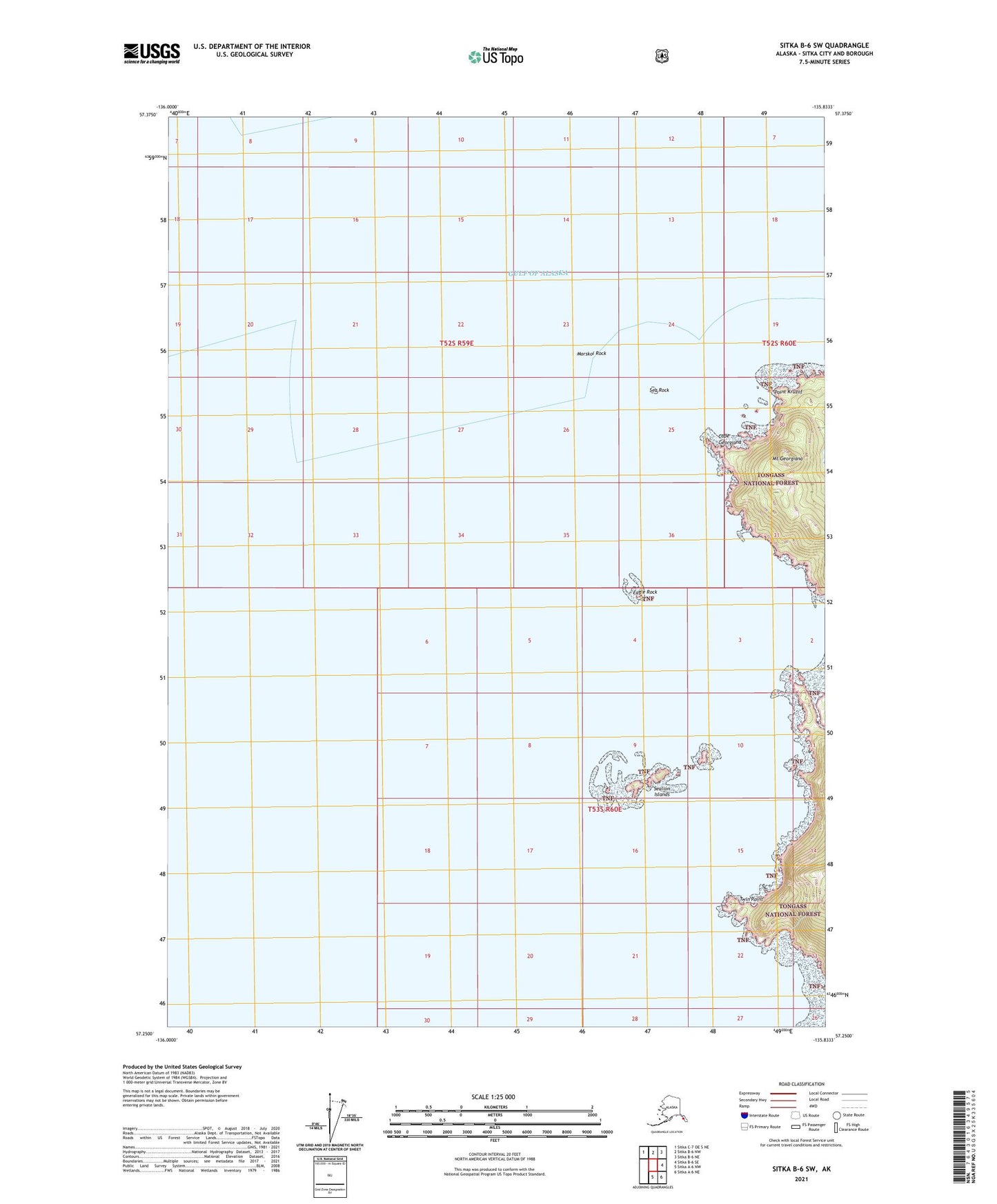 Sitka B-6 SW Alaska US Topo Map Image