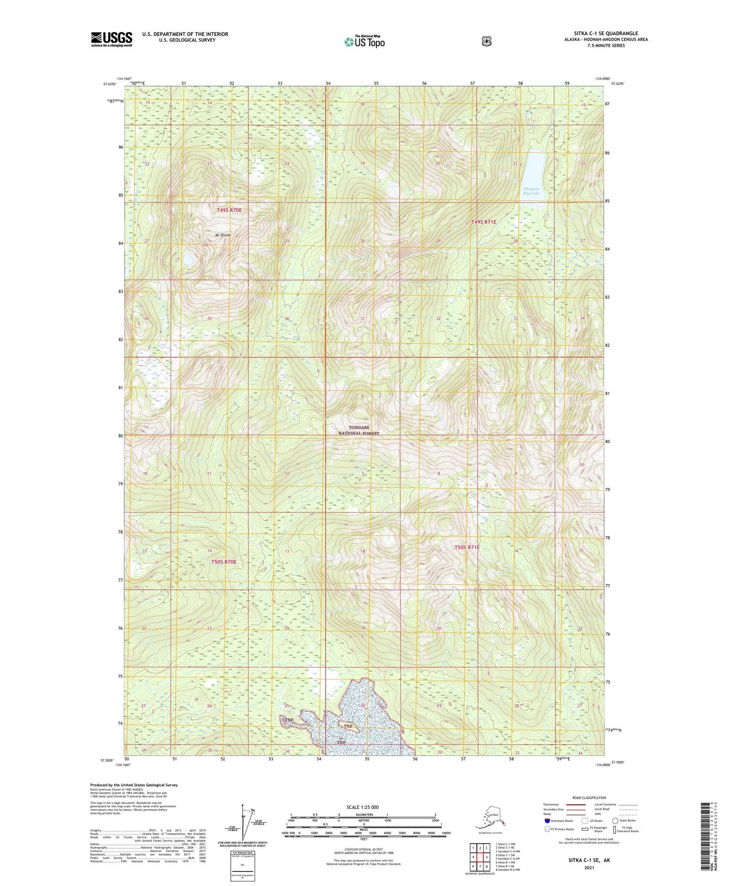 Sitka C-1 SE Alaska US Topo Map Image