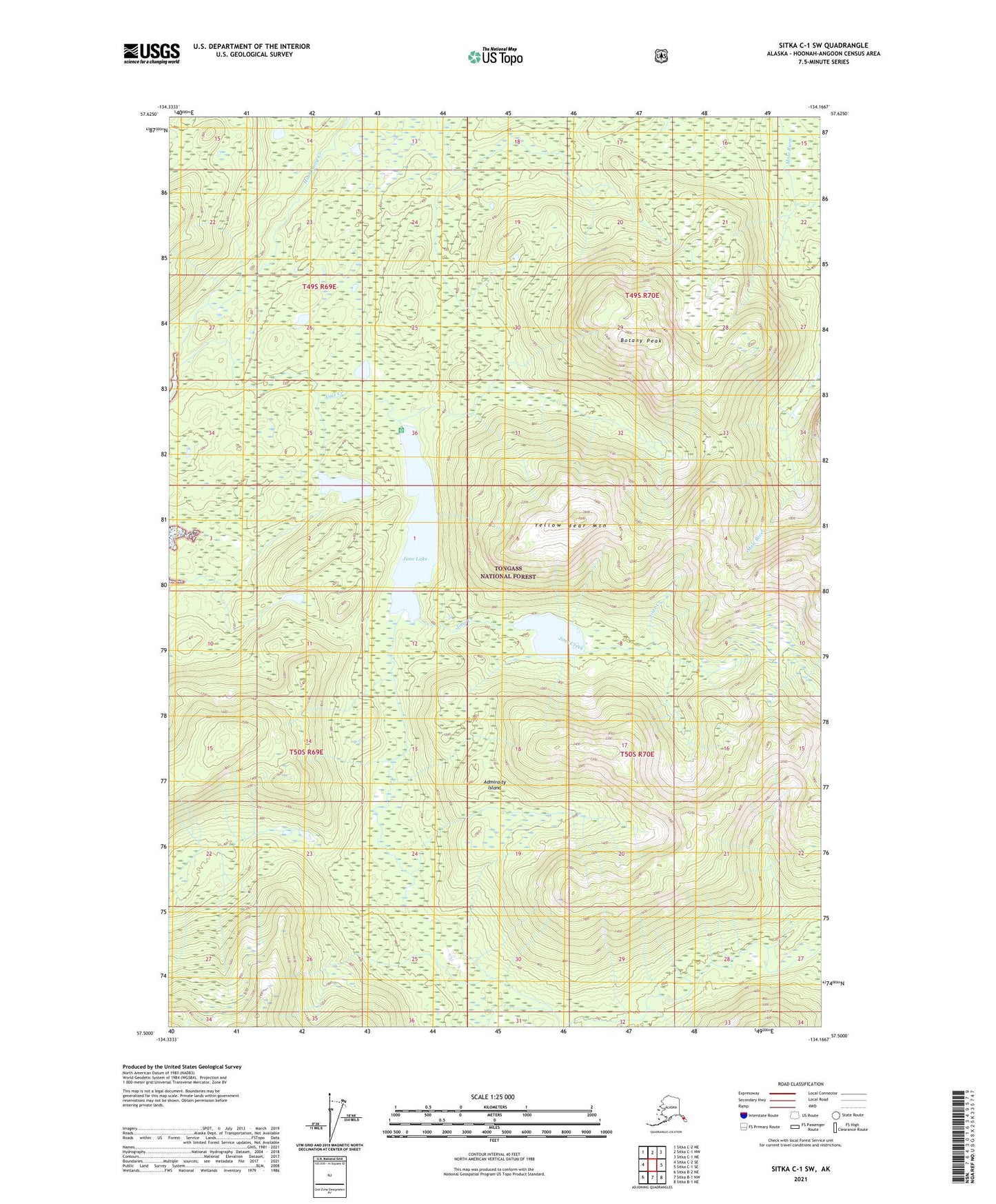 Sitka C-1 SW Alaska US Topo Map Image
