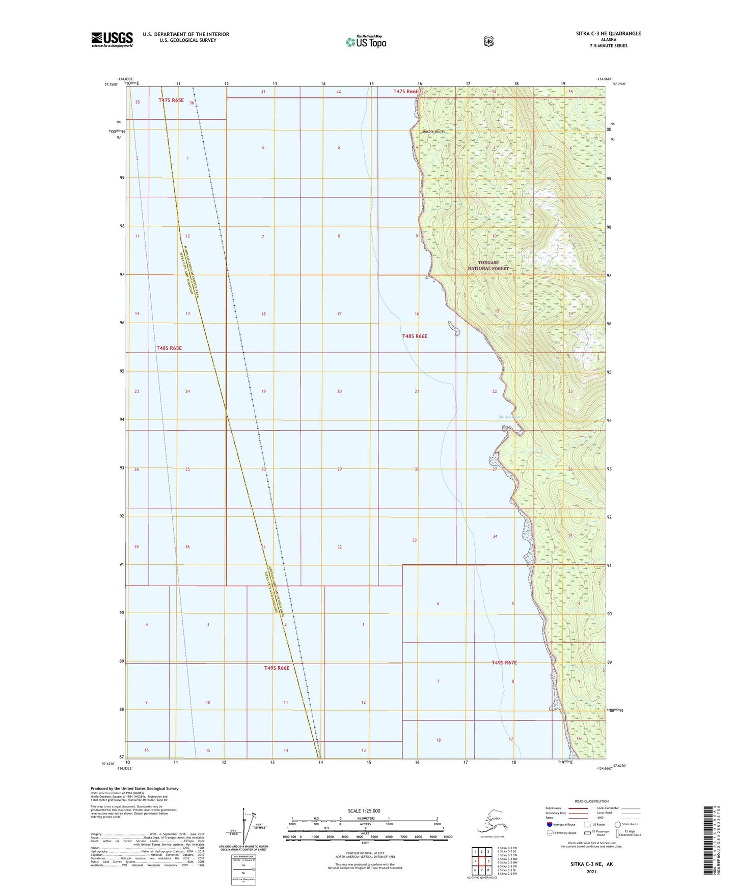 Sitka C-3 NE Alaska US Topo Map Image