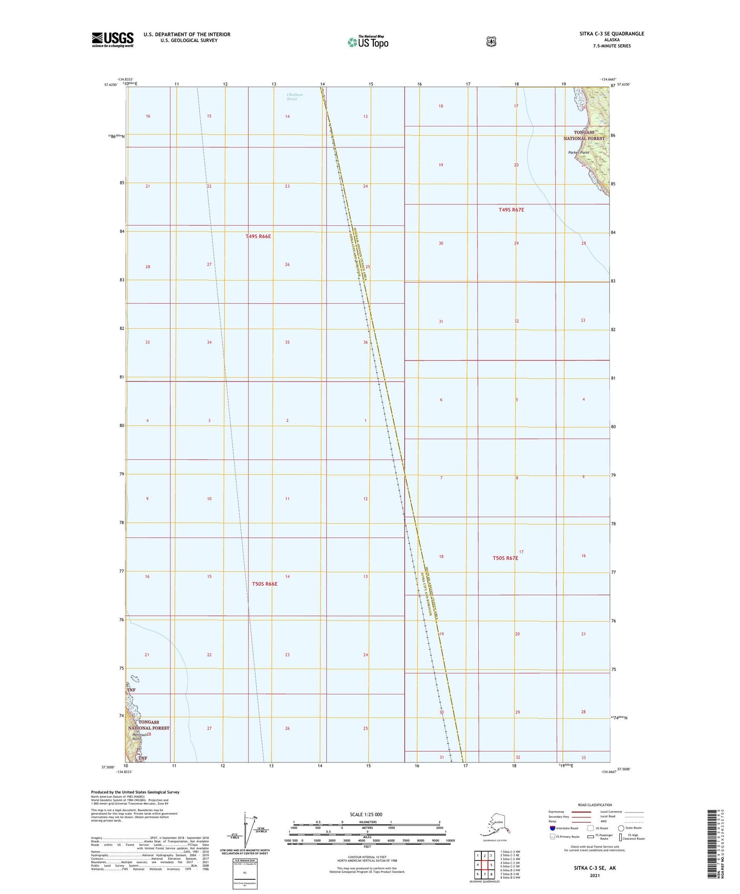 Sitka C-3 SE Alaska US Topo Map Image