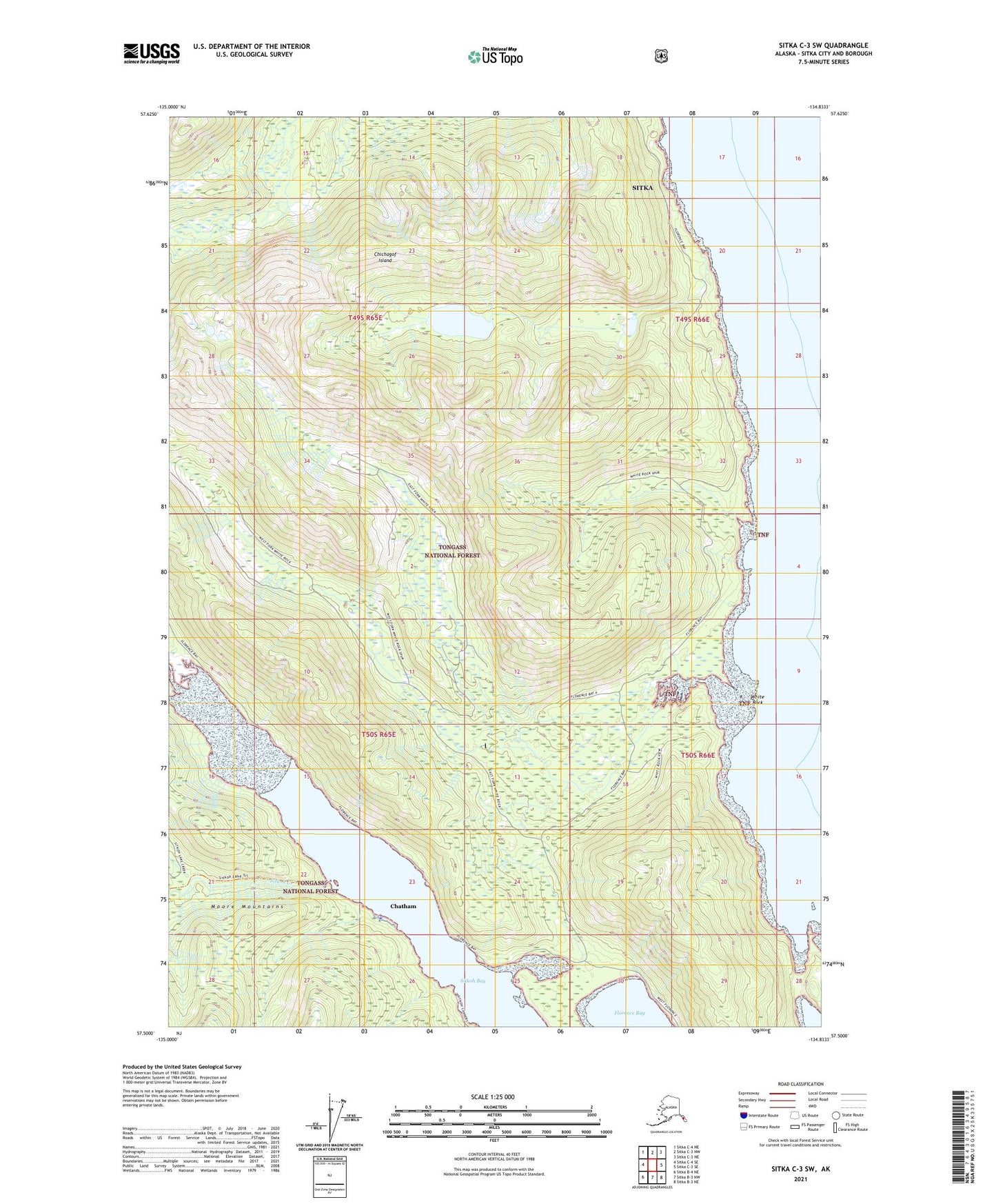 Sitka C-3 SW Alaska US Topo Map Image