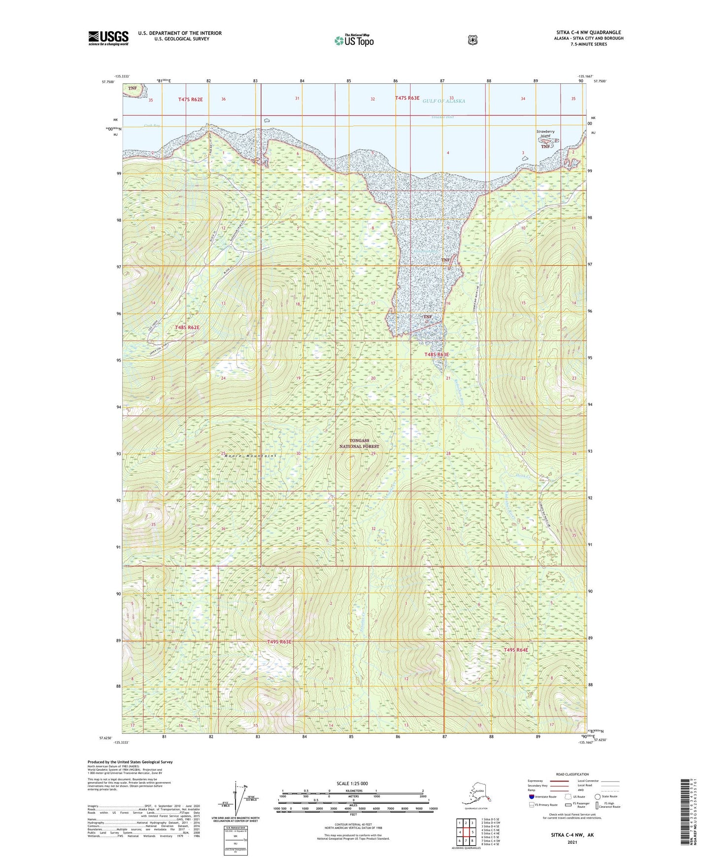 Sitka C-4 NW Alaska US Topo Map Image