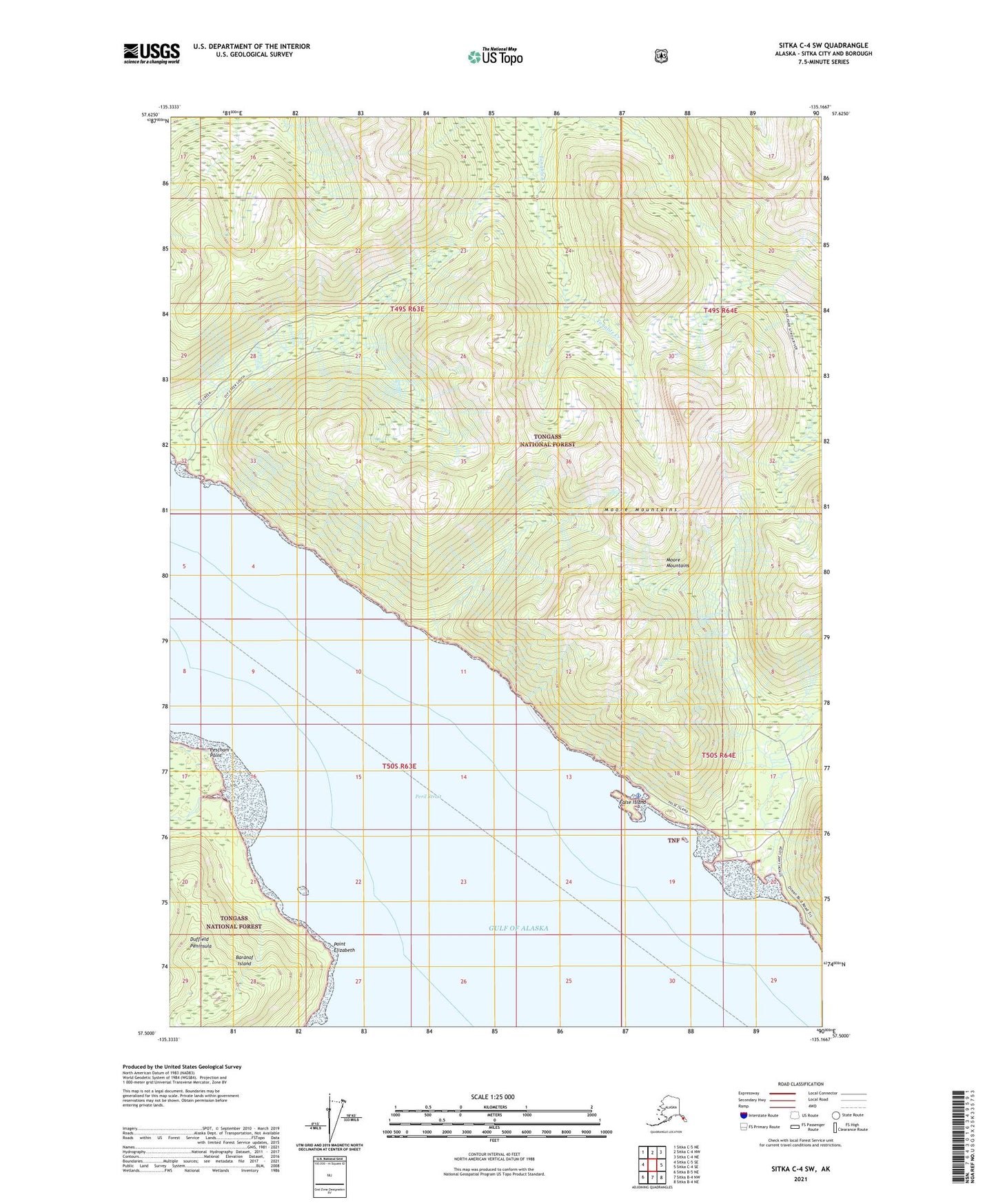 Sitka C-4 SW Alaska US Topo Map Image