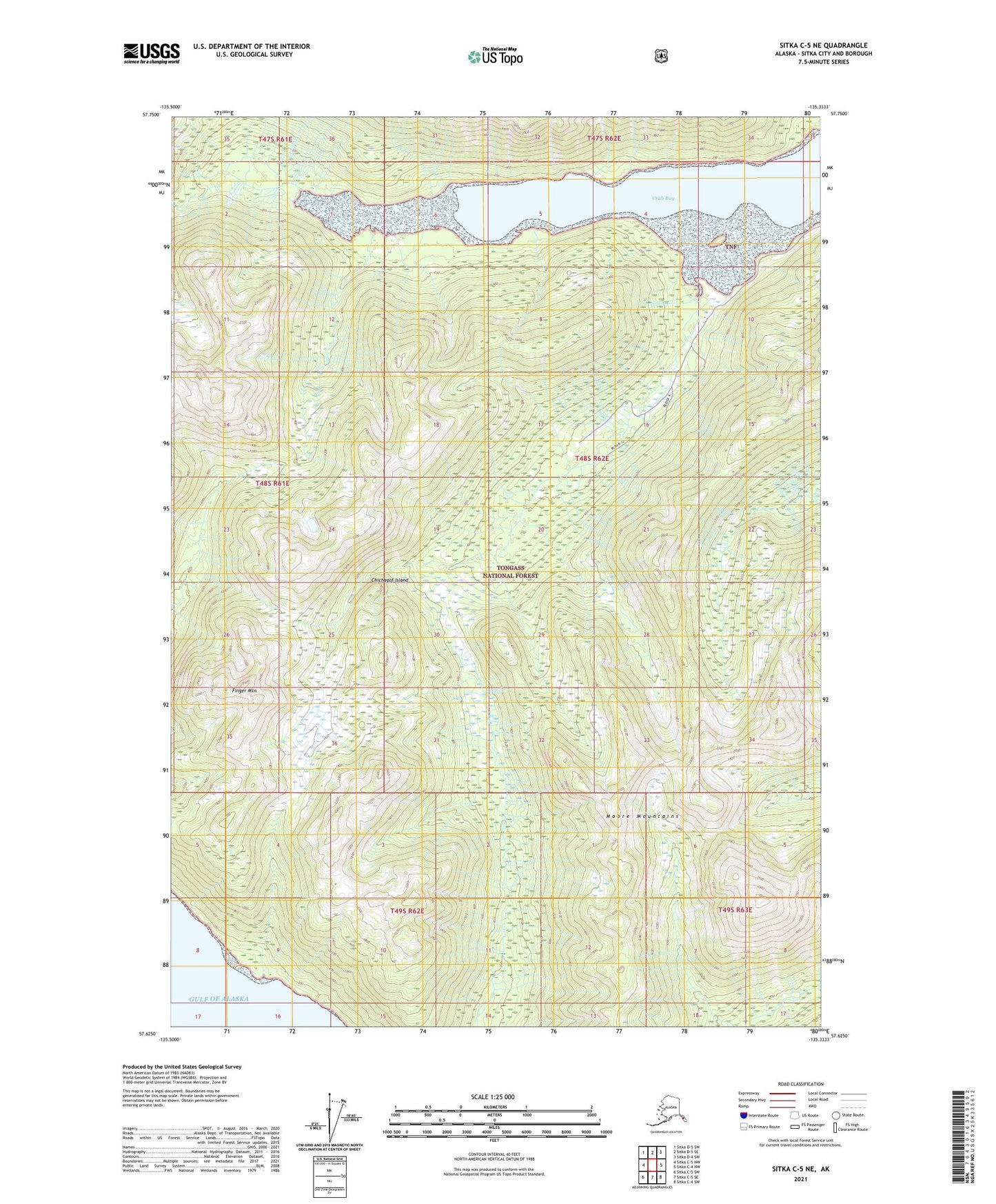 Sitka C-5 NE Alaska US Topo Map Image