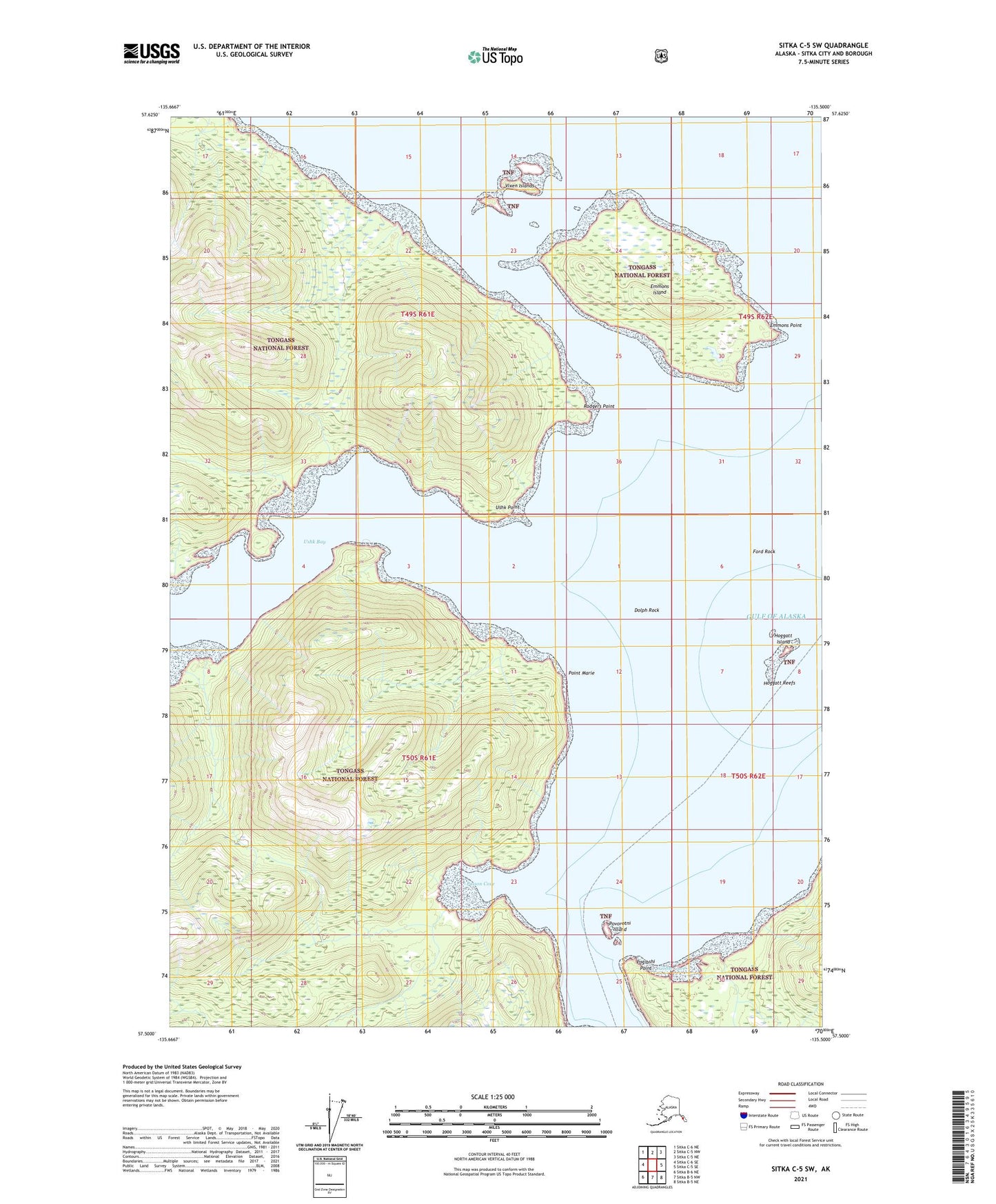 Sitka C-5 SW Alaska US Topo Map Image