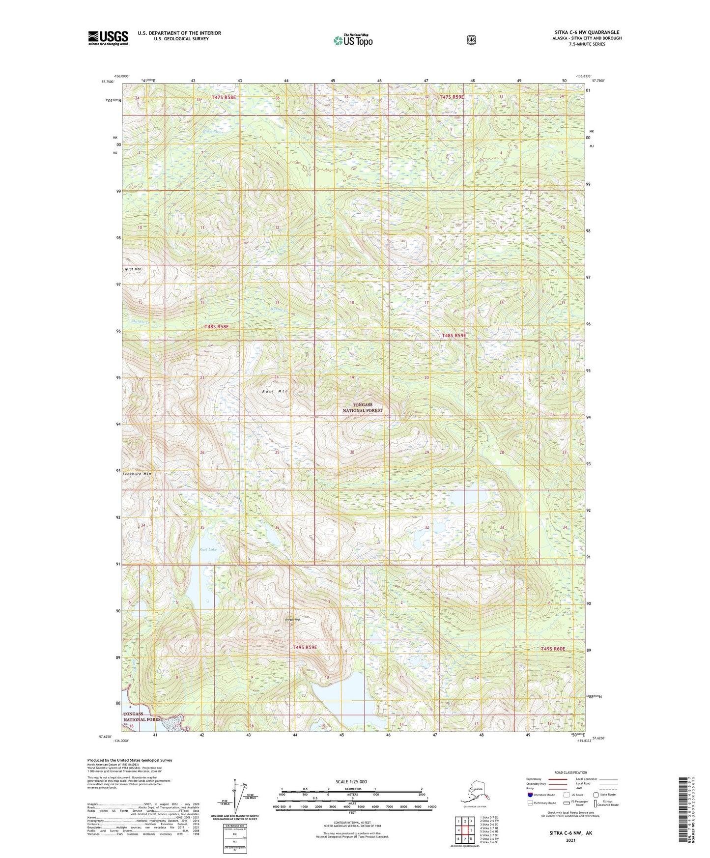 Sitka C-6 NW Alaska US Topo Map Image