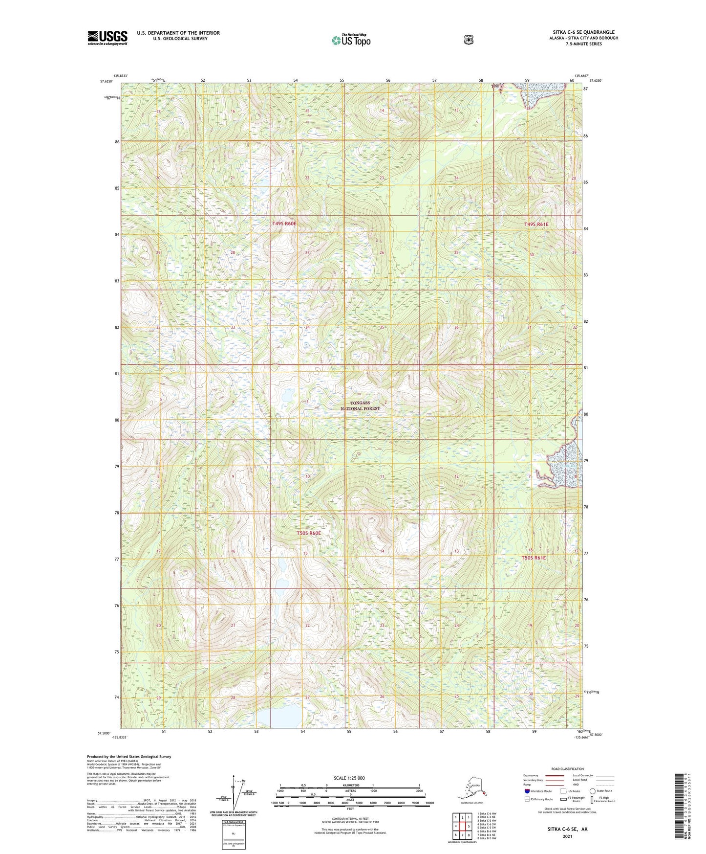 Sitka C-6 SE Alaska US Topo Map Image