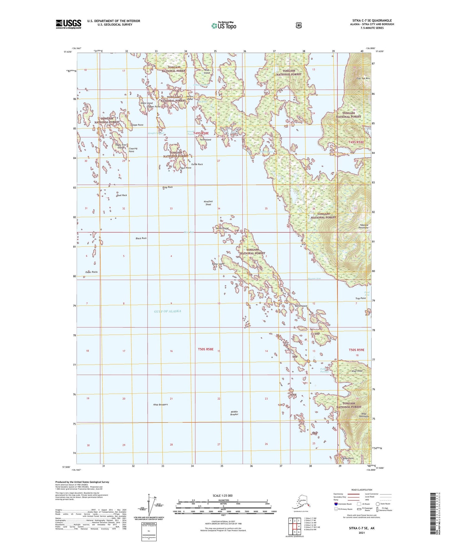 Sitka C-7 SE Alaska US Topo Map Image