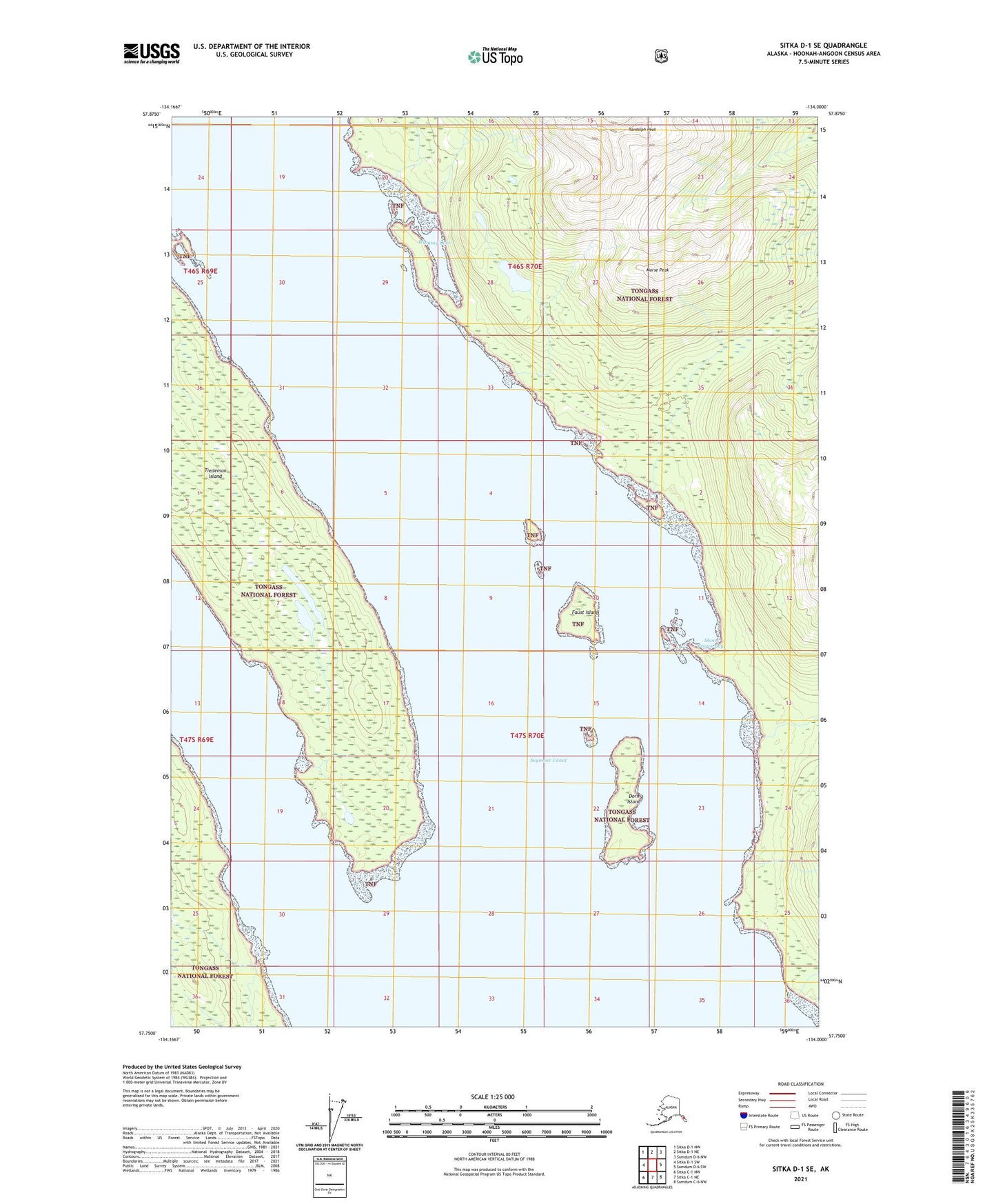 Sitka D-1 SE Alaska US Topo Map Image