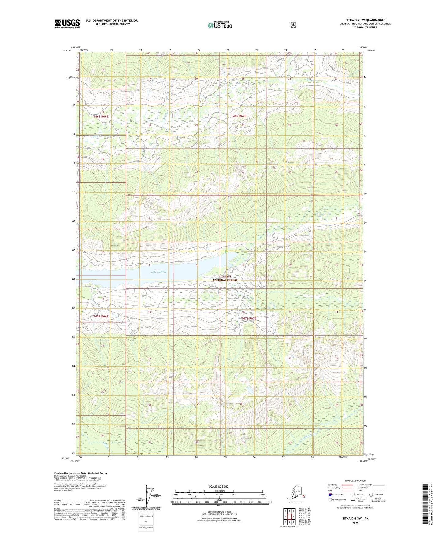 Sitka D-2 SW Alaska US Topo Map Image