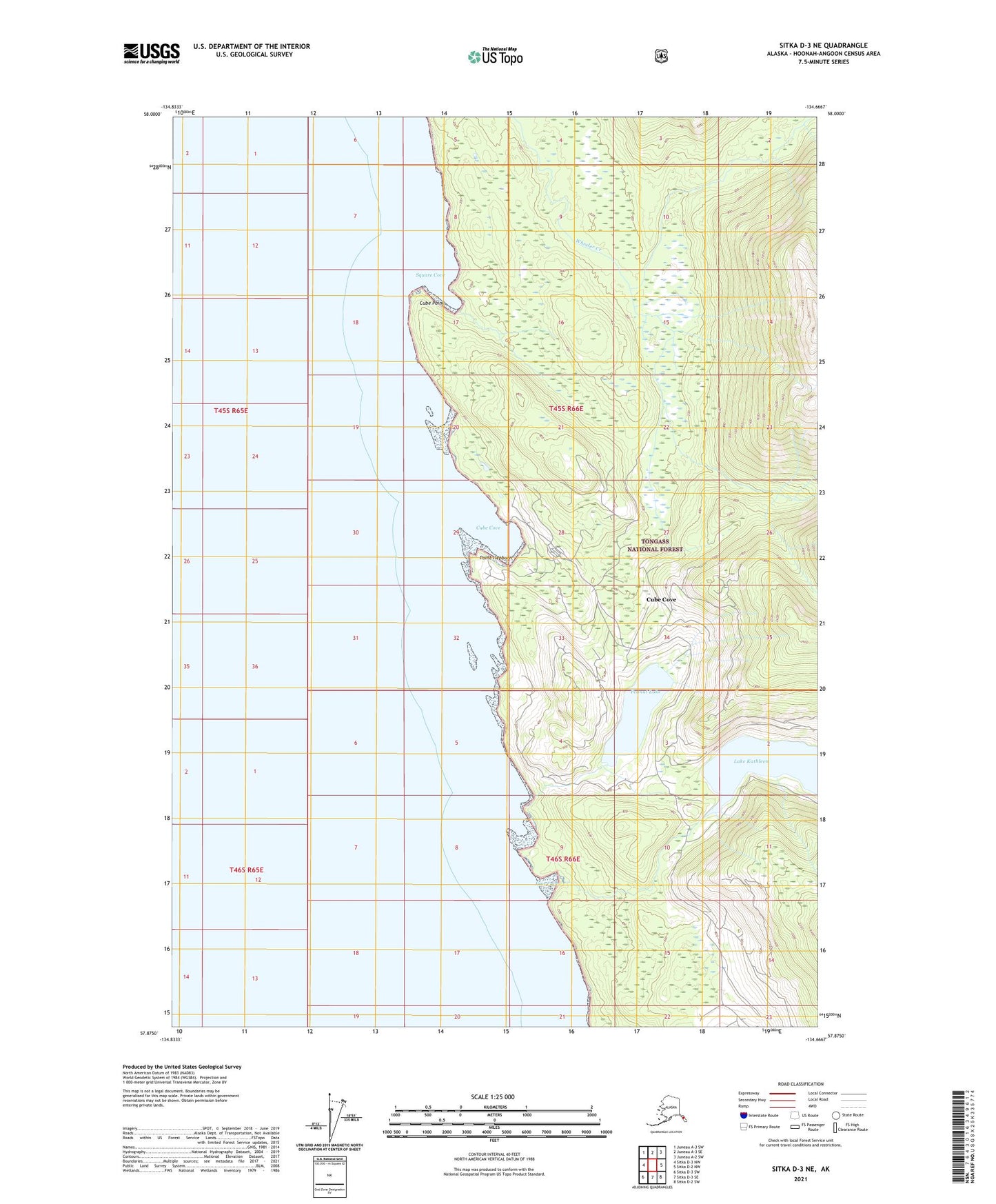 Sitka D-3 NE Alaska US Topo Map Image