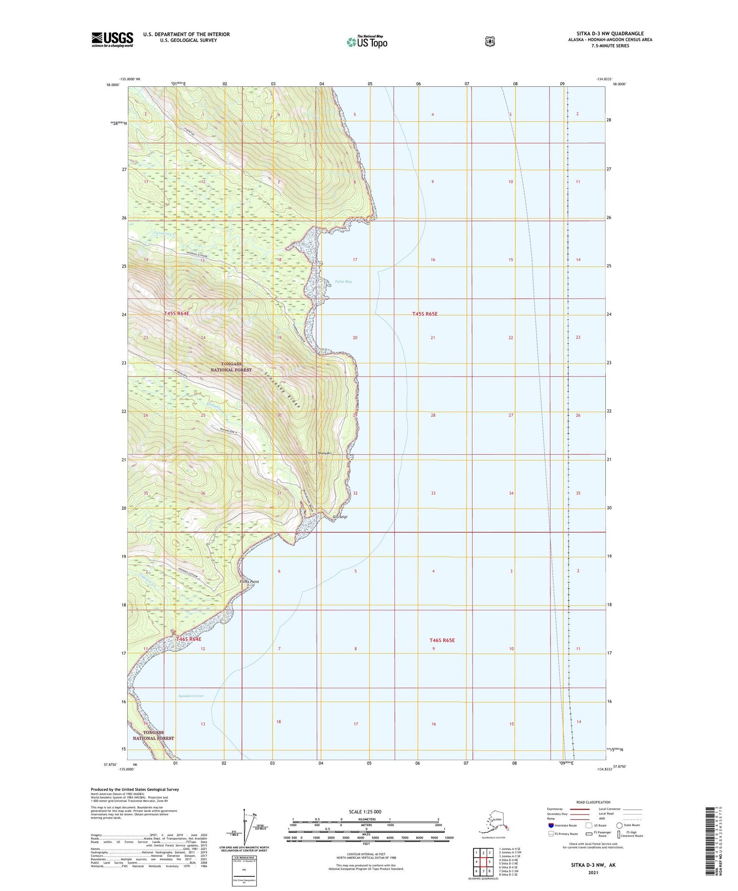 Sitka D-3 NW Alaska US Topo Map Image