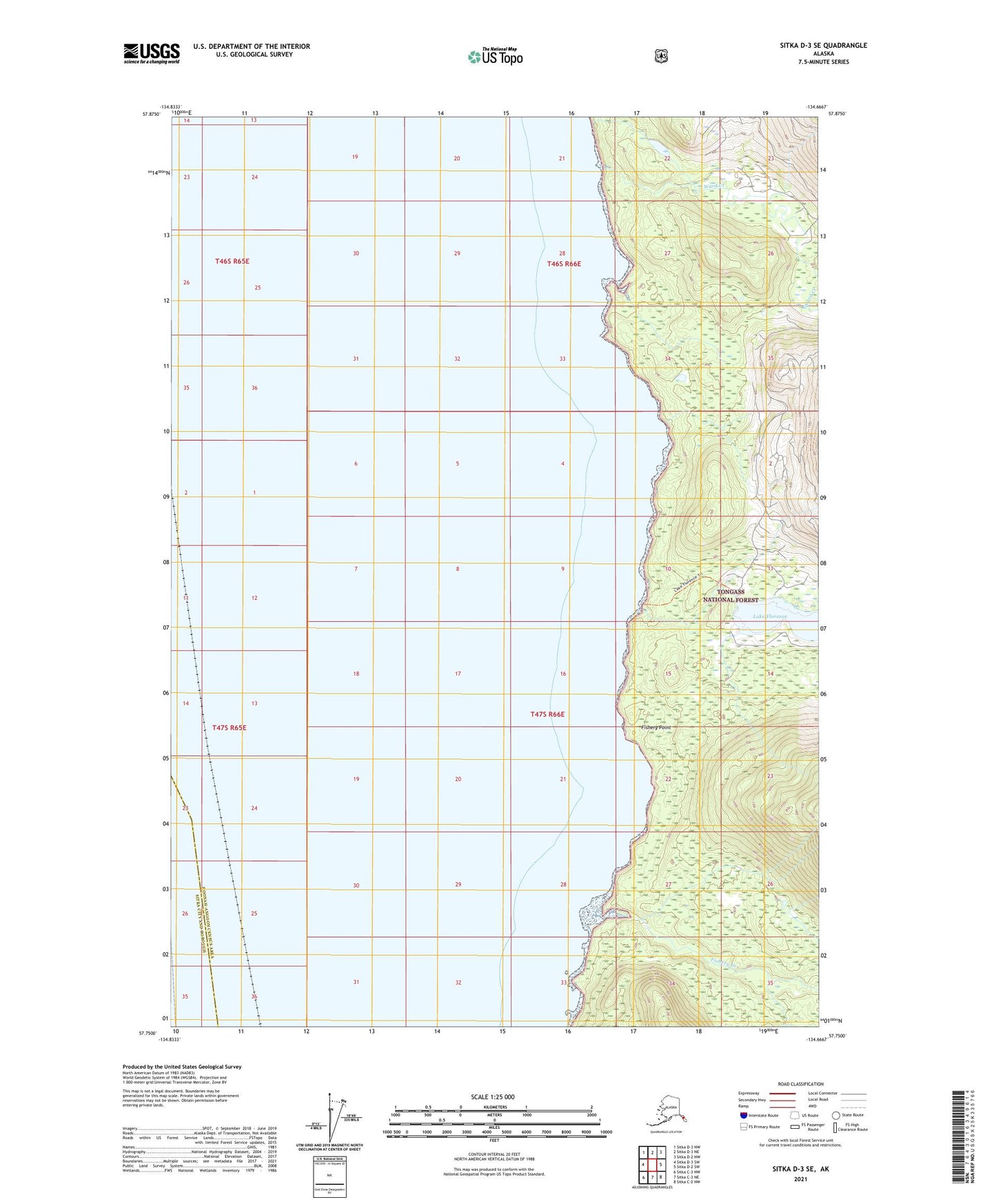 Sitka D-3 SE Alaska US Topo Map Image