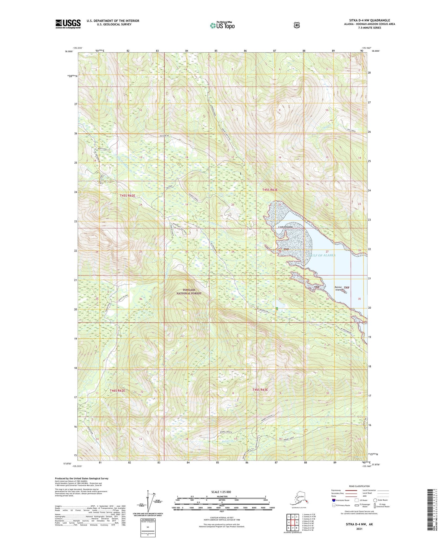 Sitka D-4 NW Alaska US Topo Map Image