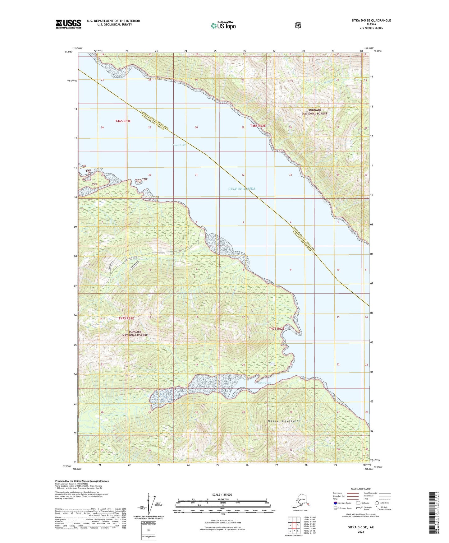 Sitka D-5 SE Alaska US Topo Map Image